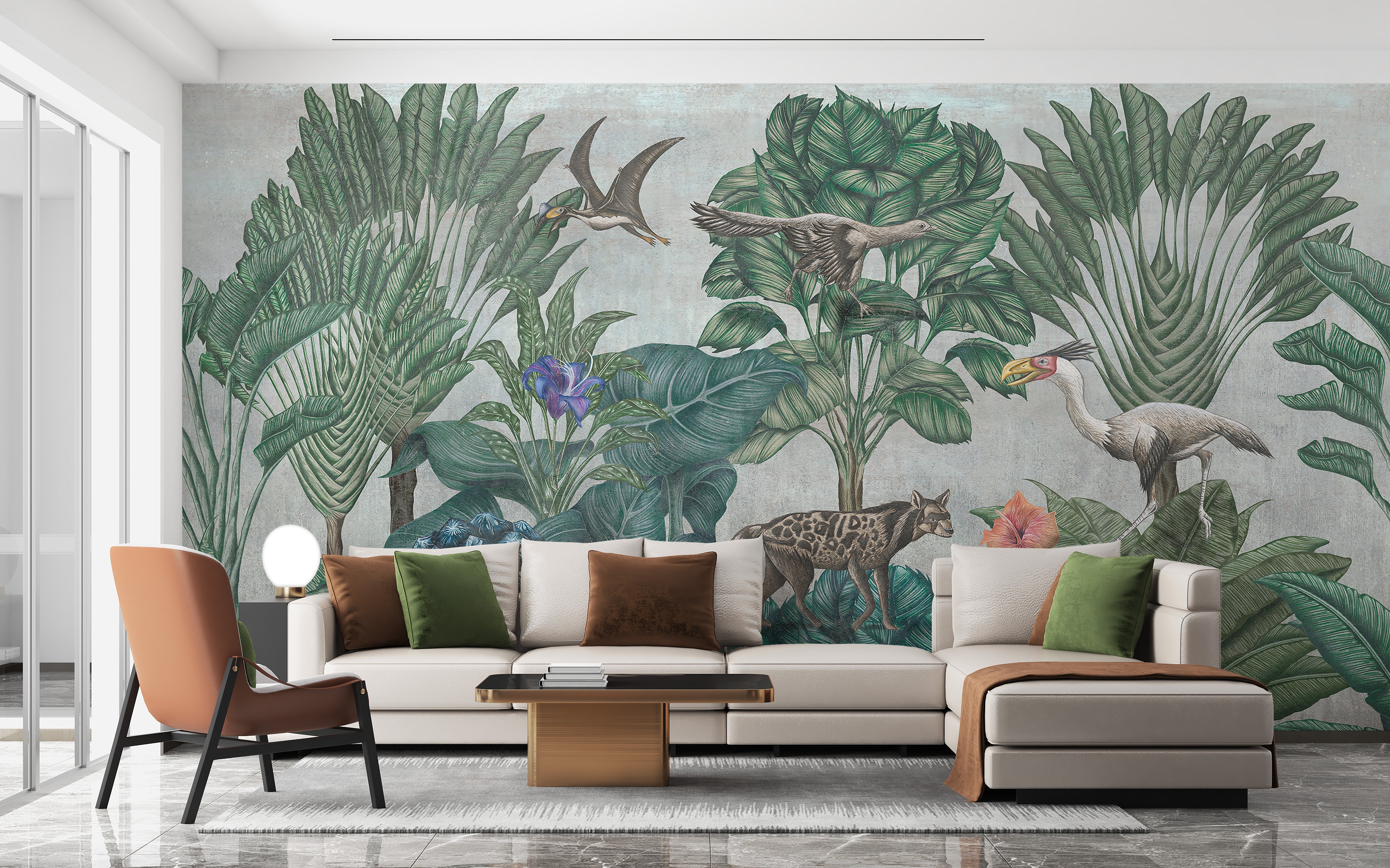 Painted wildlife forest mural for wall decor