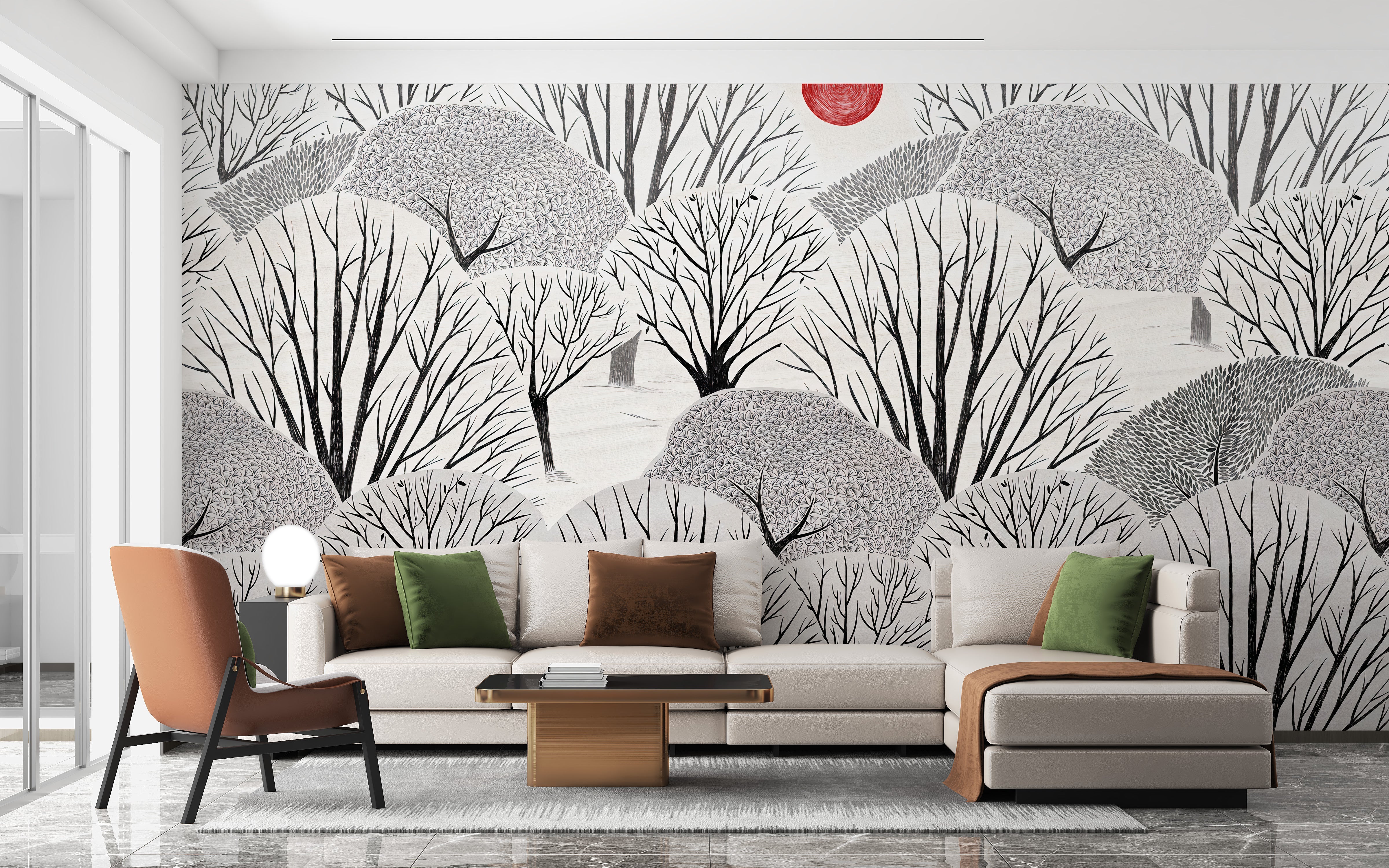 Artistic Black & White Trees Wallpaper Mural - Giffywalls