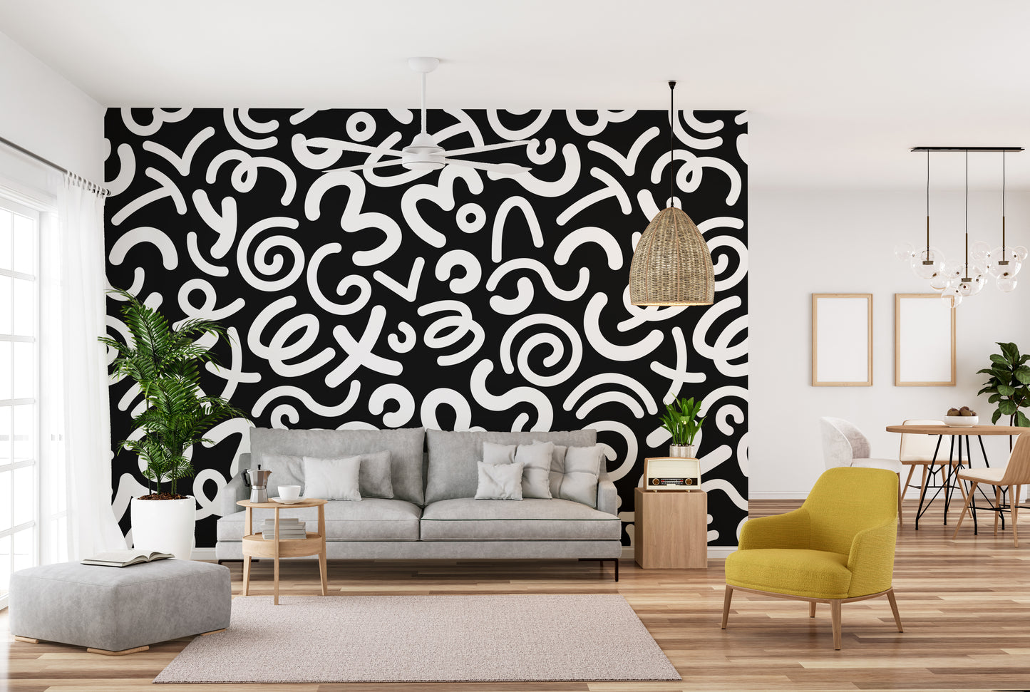 Black and White Abstract Doodle Wallpaper