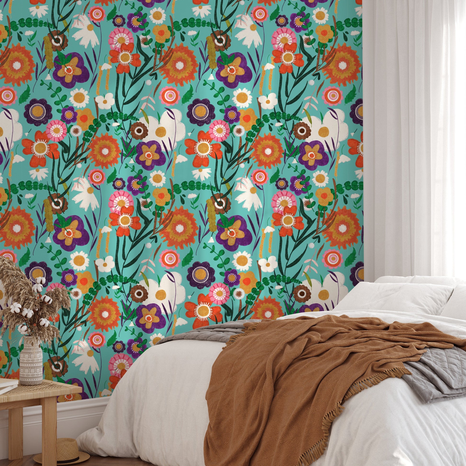 Stylish folk murals for a spring-inspired room
