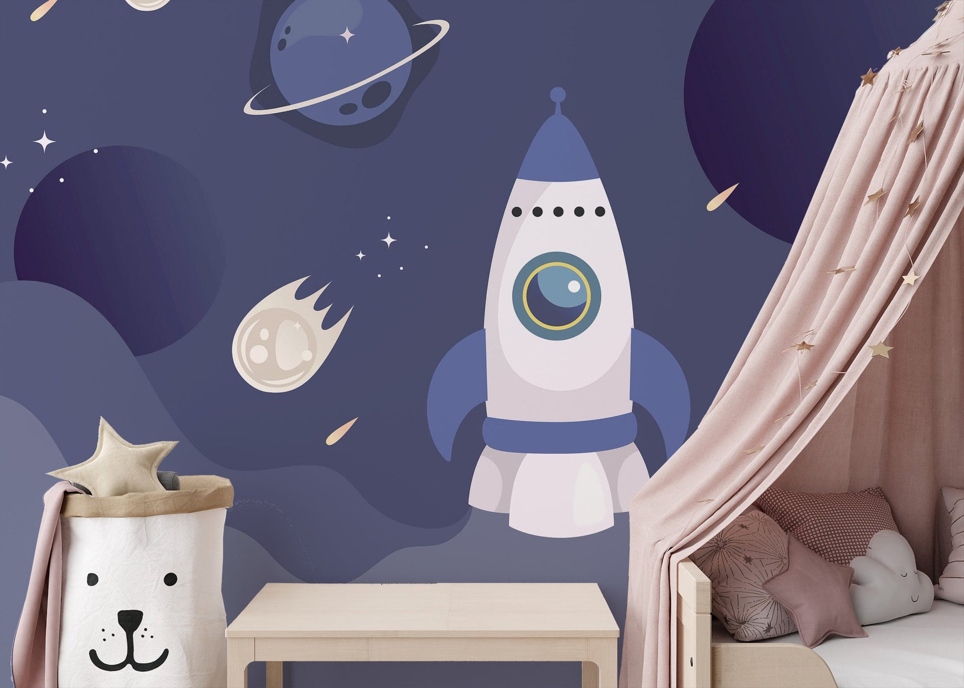 Kids Spaceship Wallpaper Mural - Giffywalls