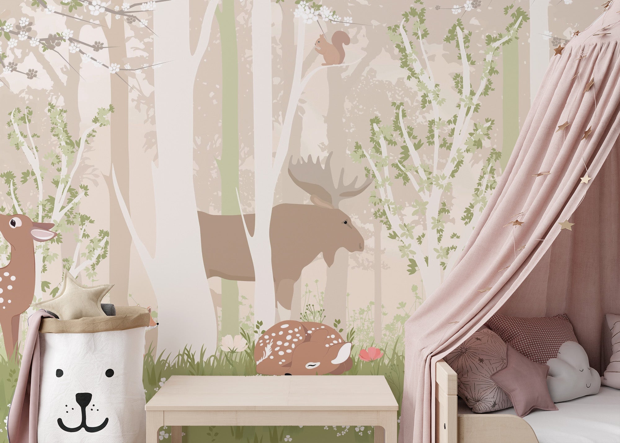 Kids Woodland Friends Mural brings nature indoors for kids