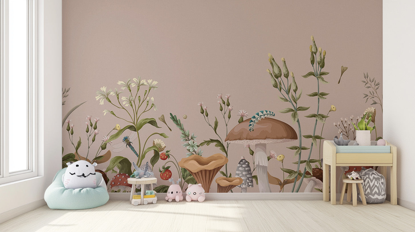 Mushroom Garden Wallpaper Mural - Giffywalls