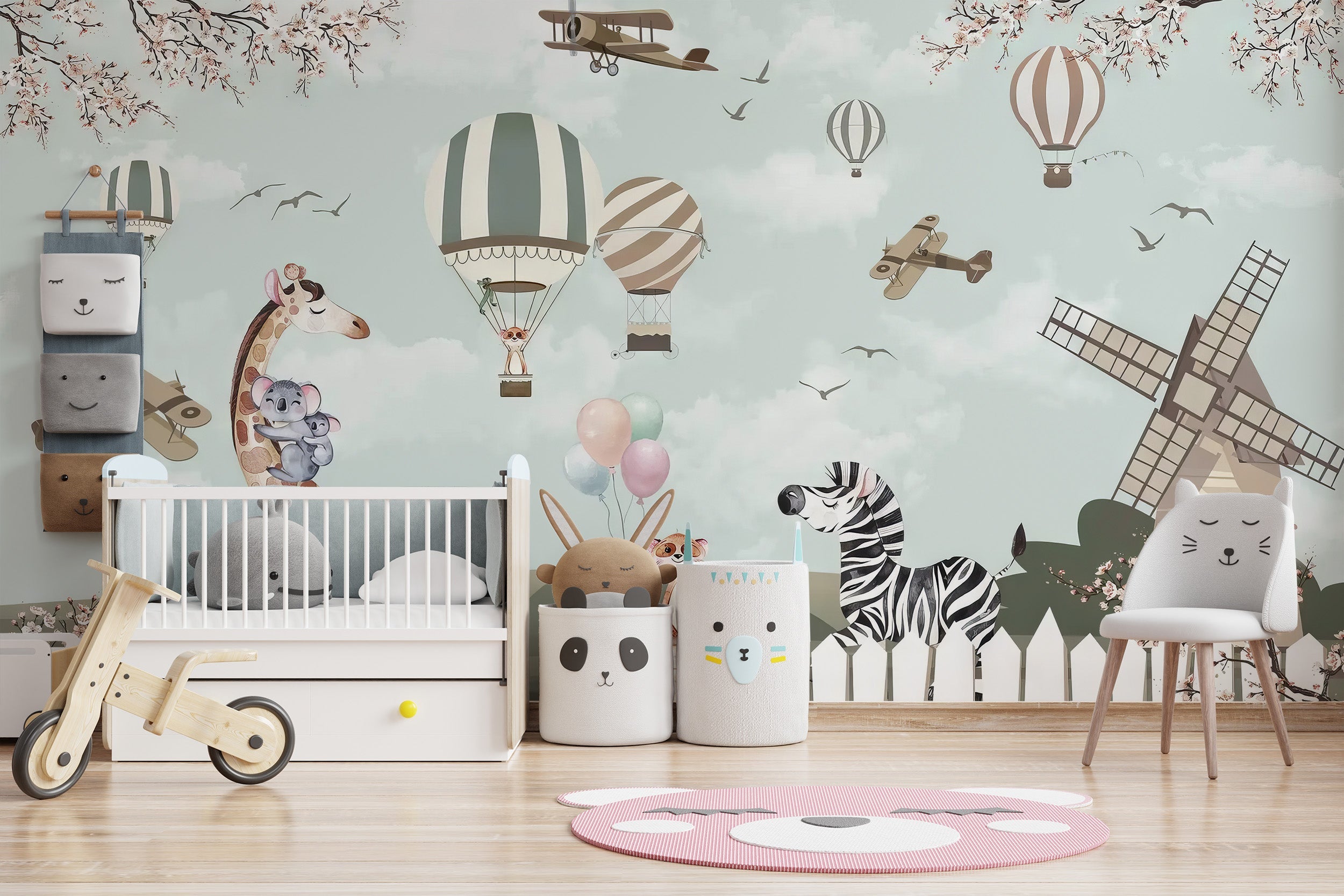 Playful Animal Nursery Wallpaper