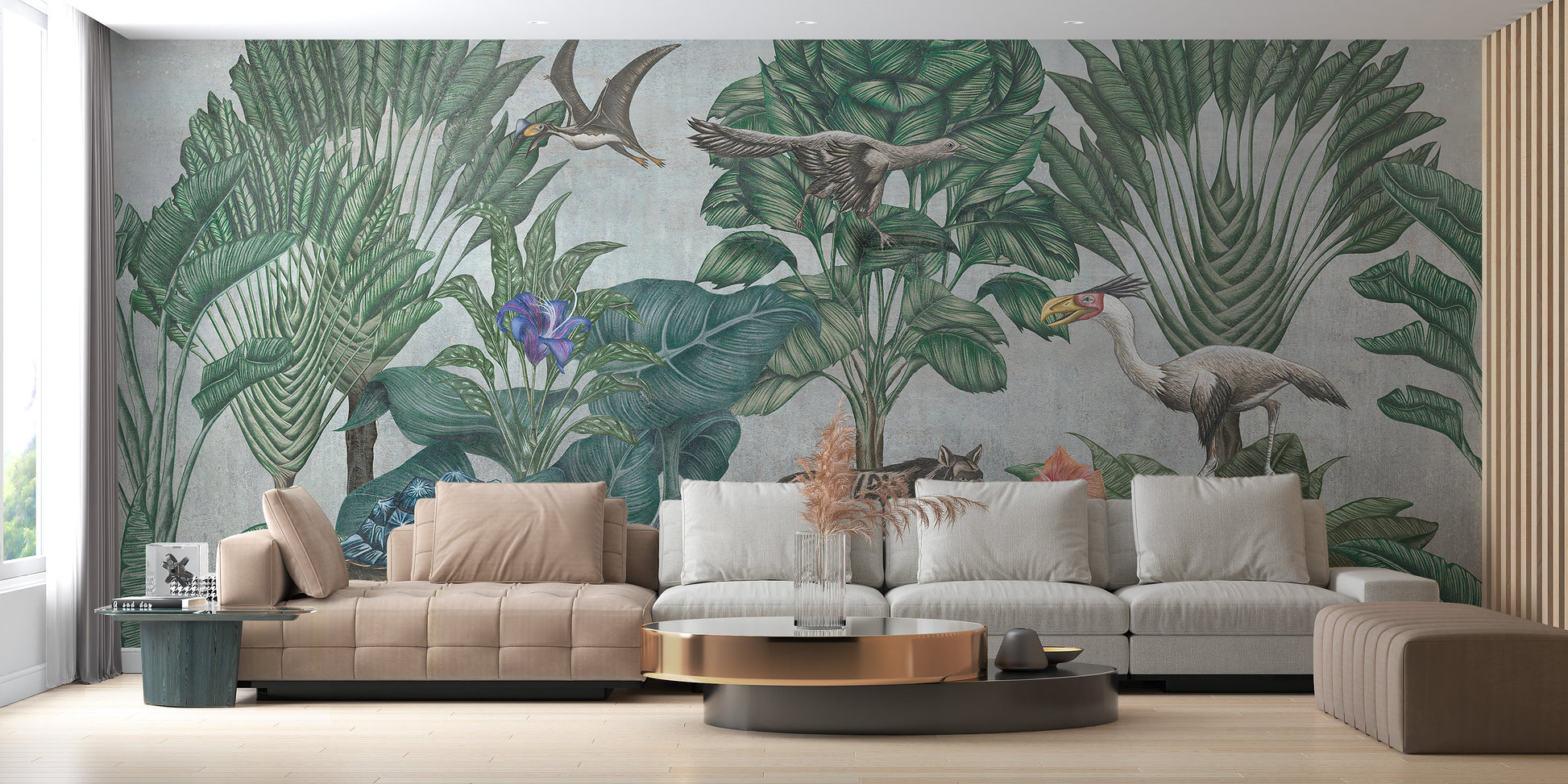 Wildlife forest wallpaper mural with artistic painting