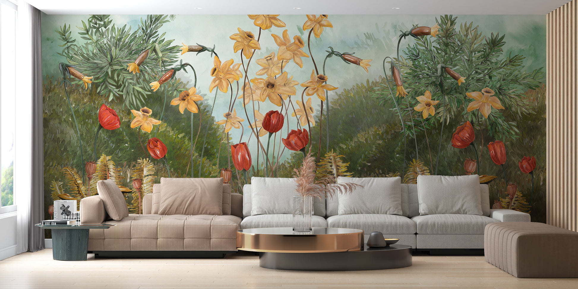 Watercolor forest Flower & Plants Wallpaper Mural - Giffywalls