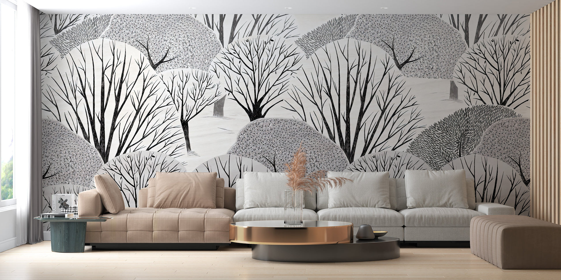 Artistic Black & White Trees Wallpaper Mural - Giffywalls