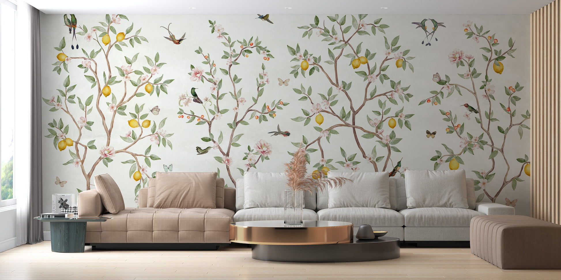 Lemon Tree Chinoiserie Design Wallpaper for Walls - Giffywalls