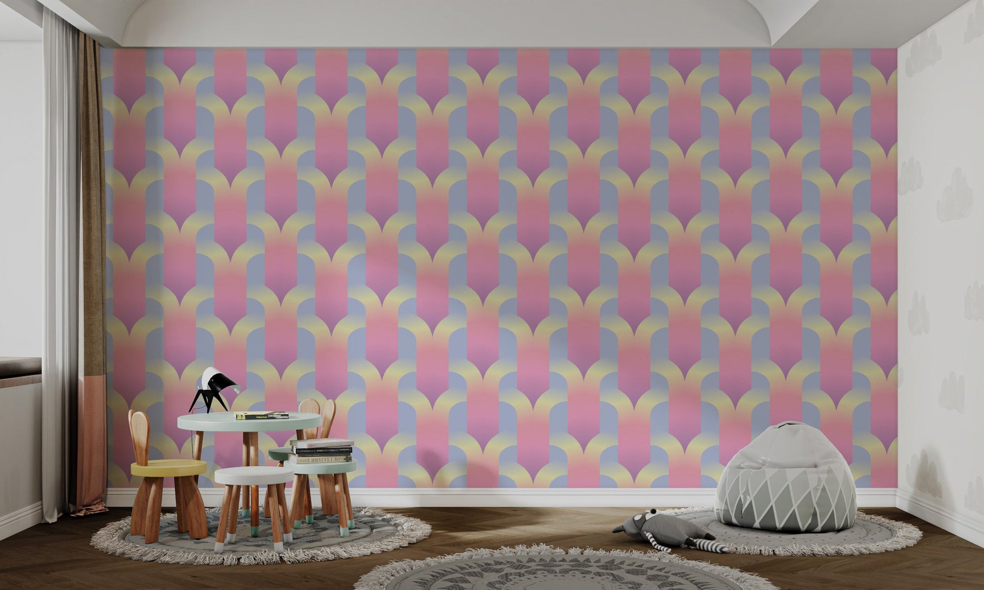 Minimalist Chromatic Harmony Wallpaper for Interiors
