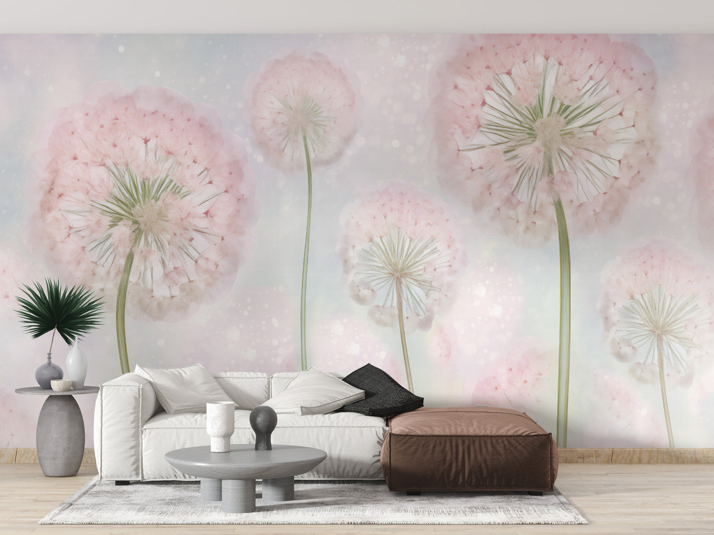 Pink Color Dandelion Seeds Wallpaper Murals - Giffywalls