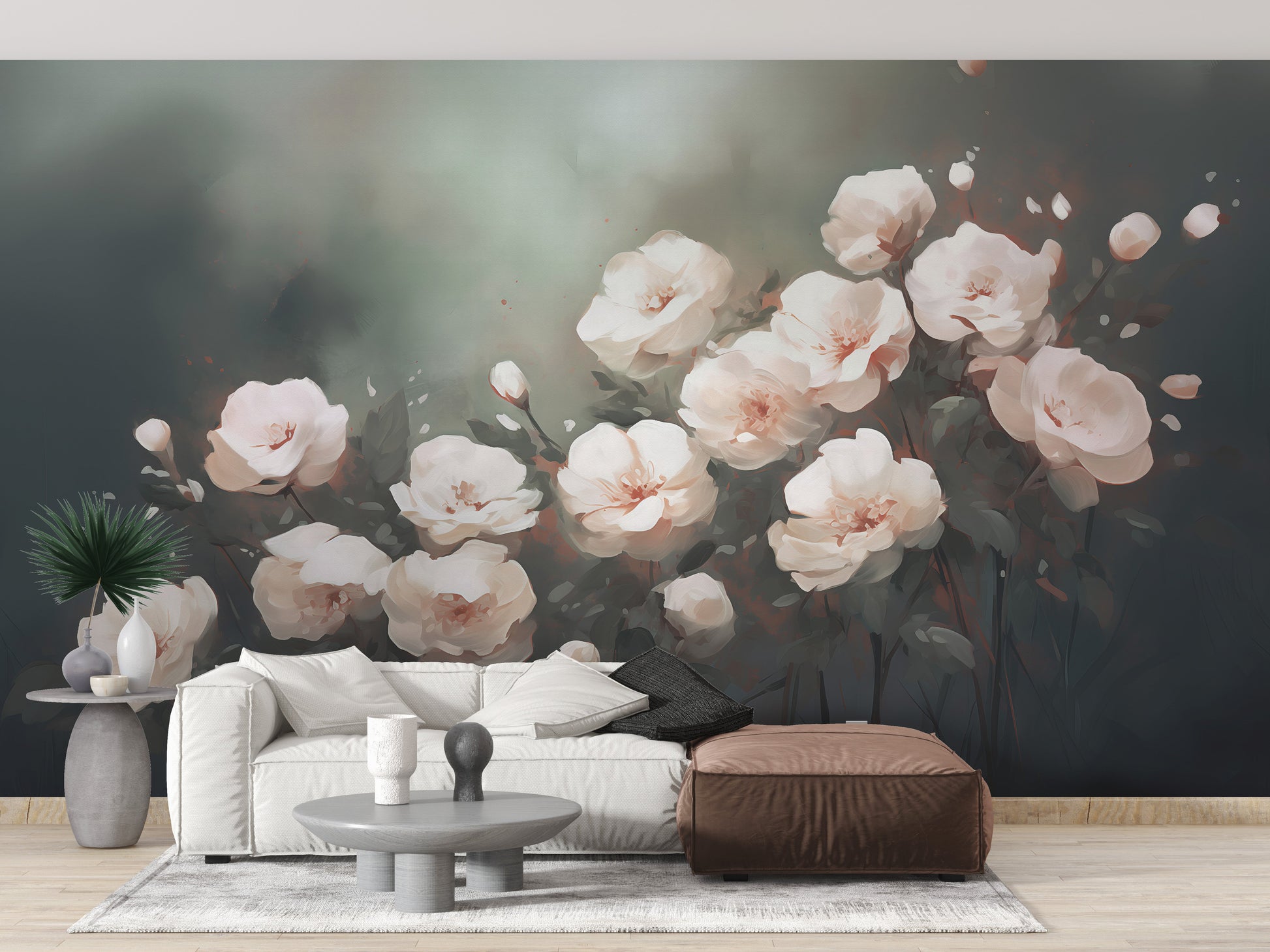 White Roses Wallpaper Mural - Giffywalls