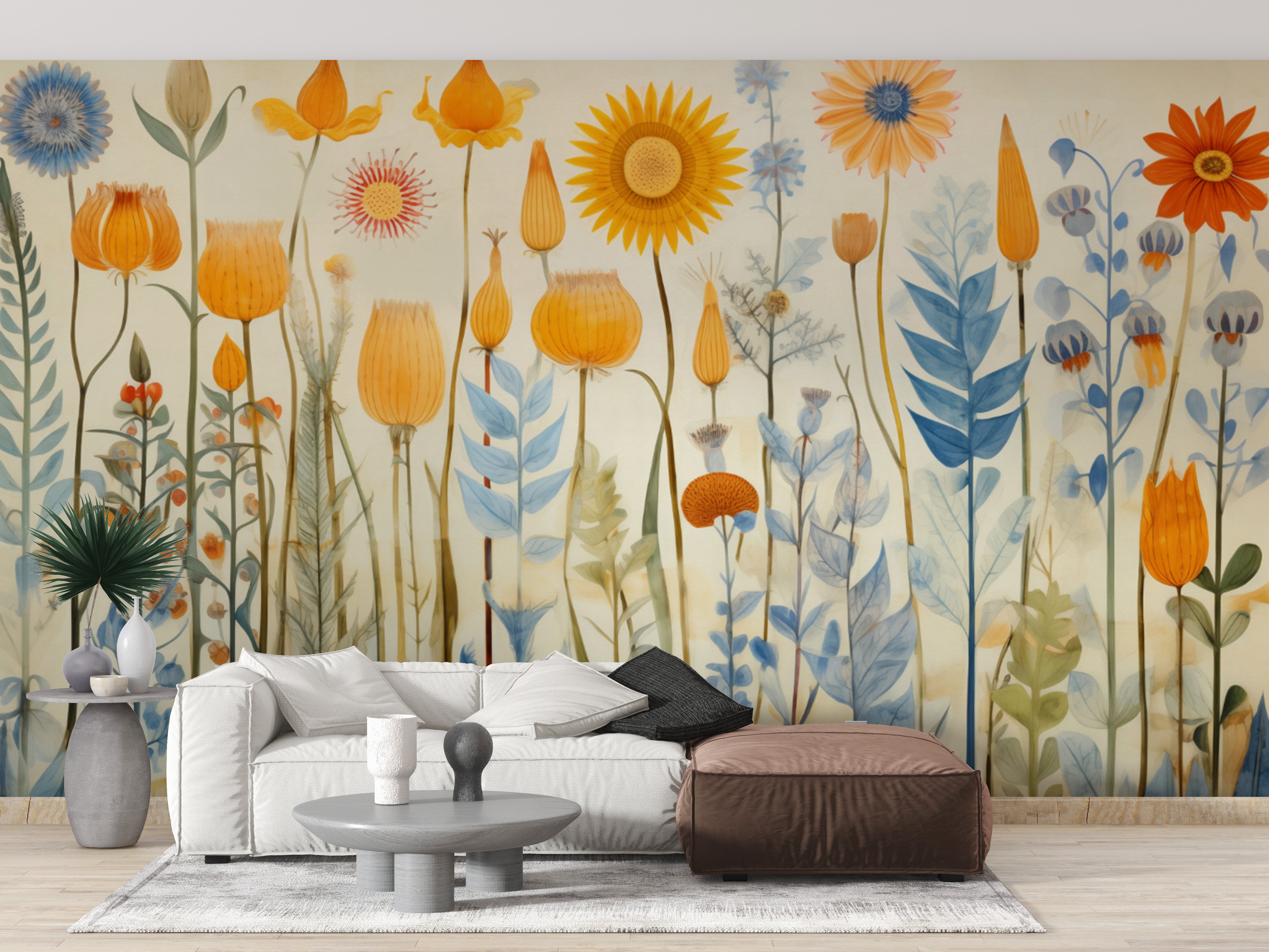 Transform your space with stunning brightly colored flowers wallpaper murals.