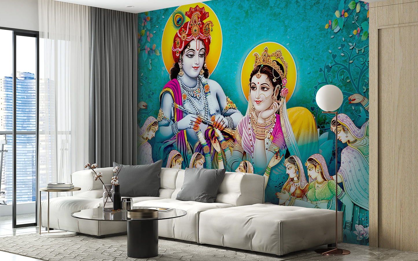 Lord Radhe Krishna and Gopis Wall mural - Giffywalls