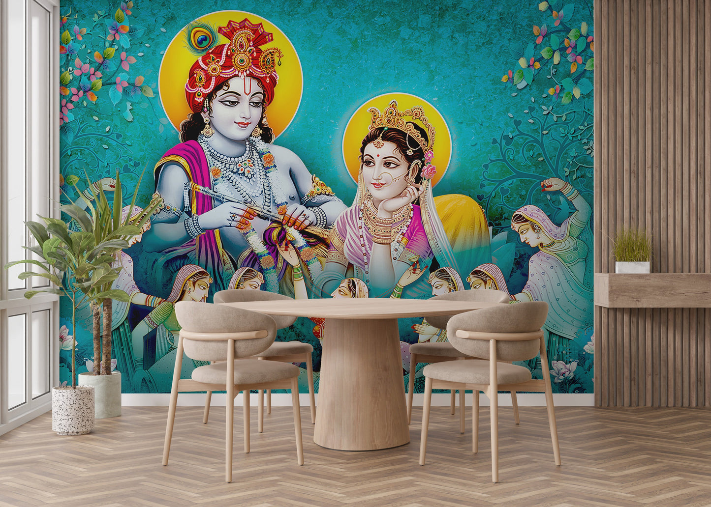 Lord Radhe Krishna and Gopis Wall mural - Giffywalls