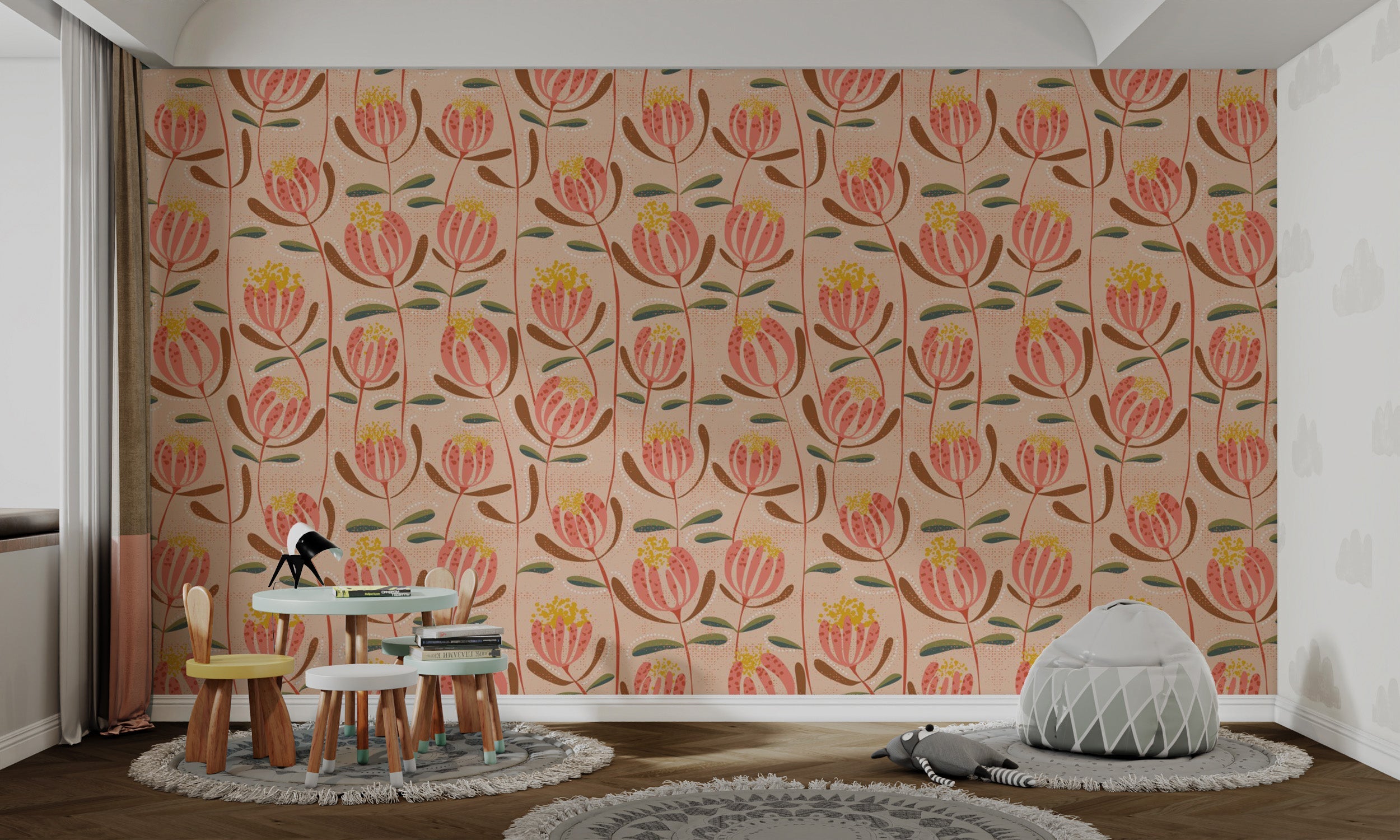 Minimalist Skandi wallpaper with peach hues