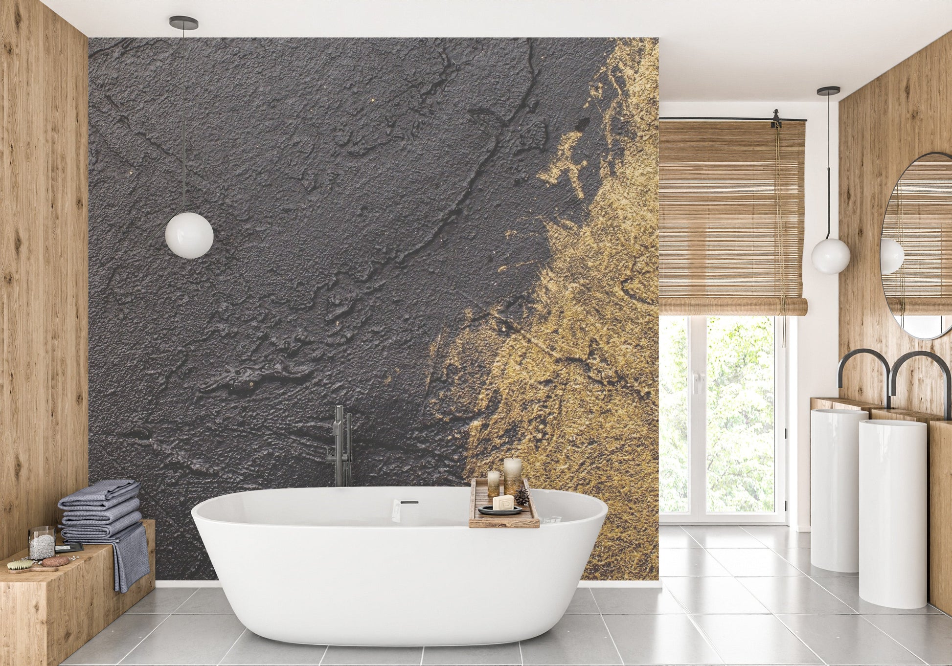 Textured Dual Tone Gold Wallpaper Mural - Giffywalls