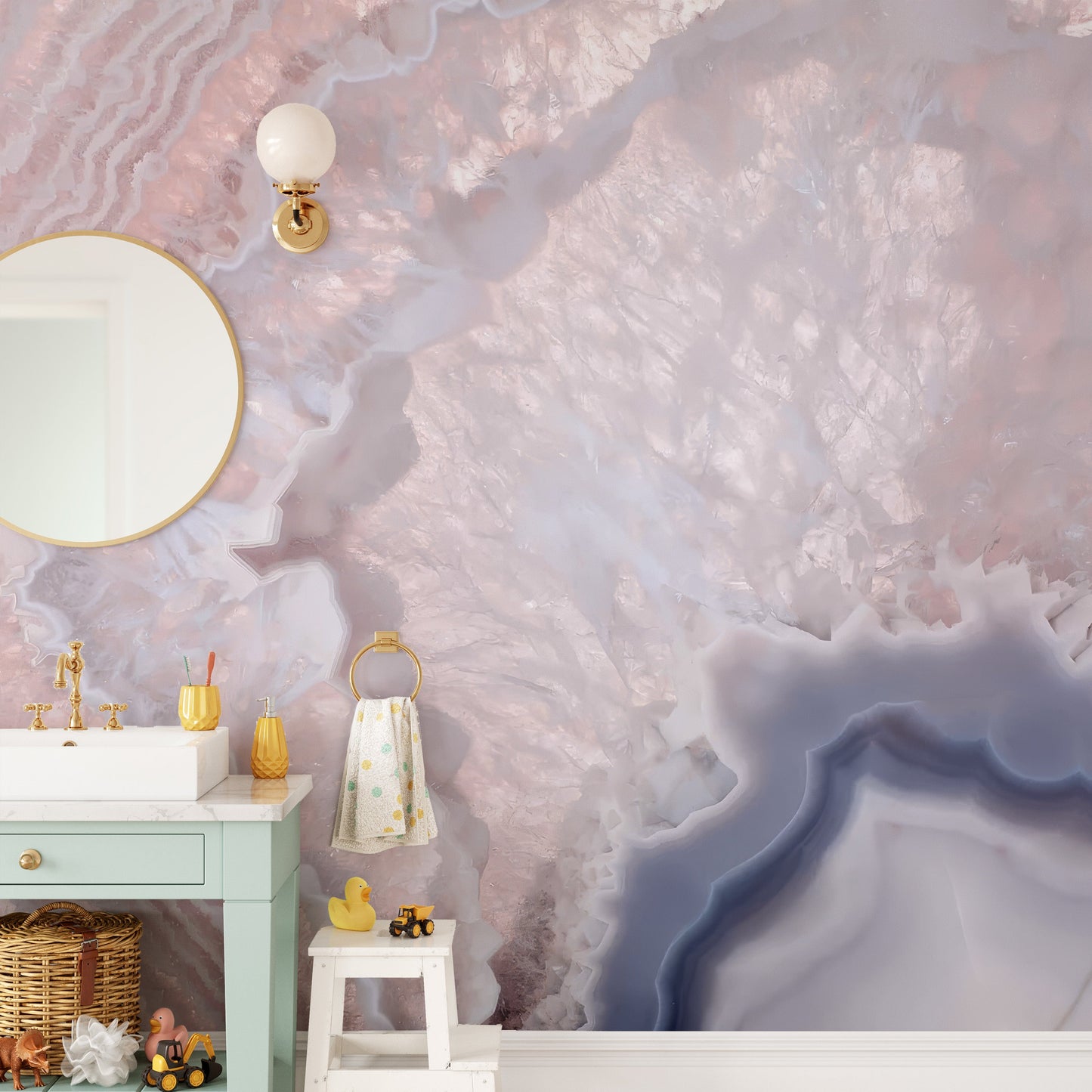 Rose Pink Geode Wallpaper for Renters