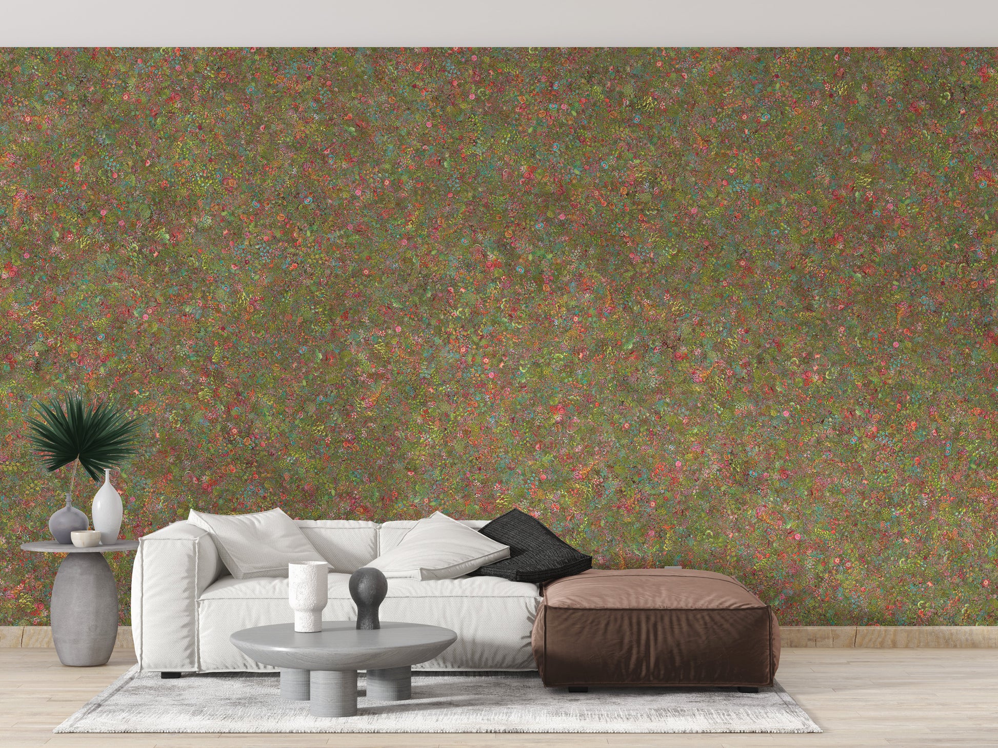 Embroidery Colorful Floral Removable Wallpaper Murals - Giffywalls