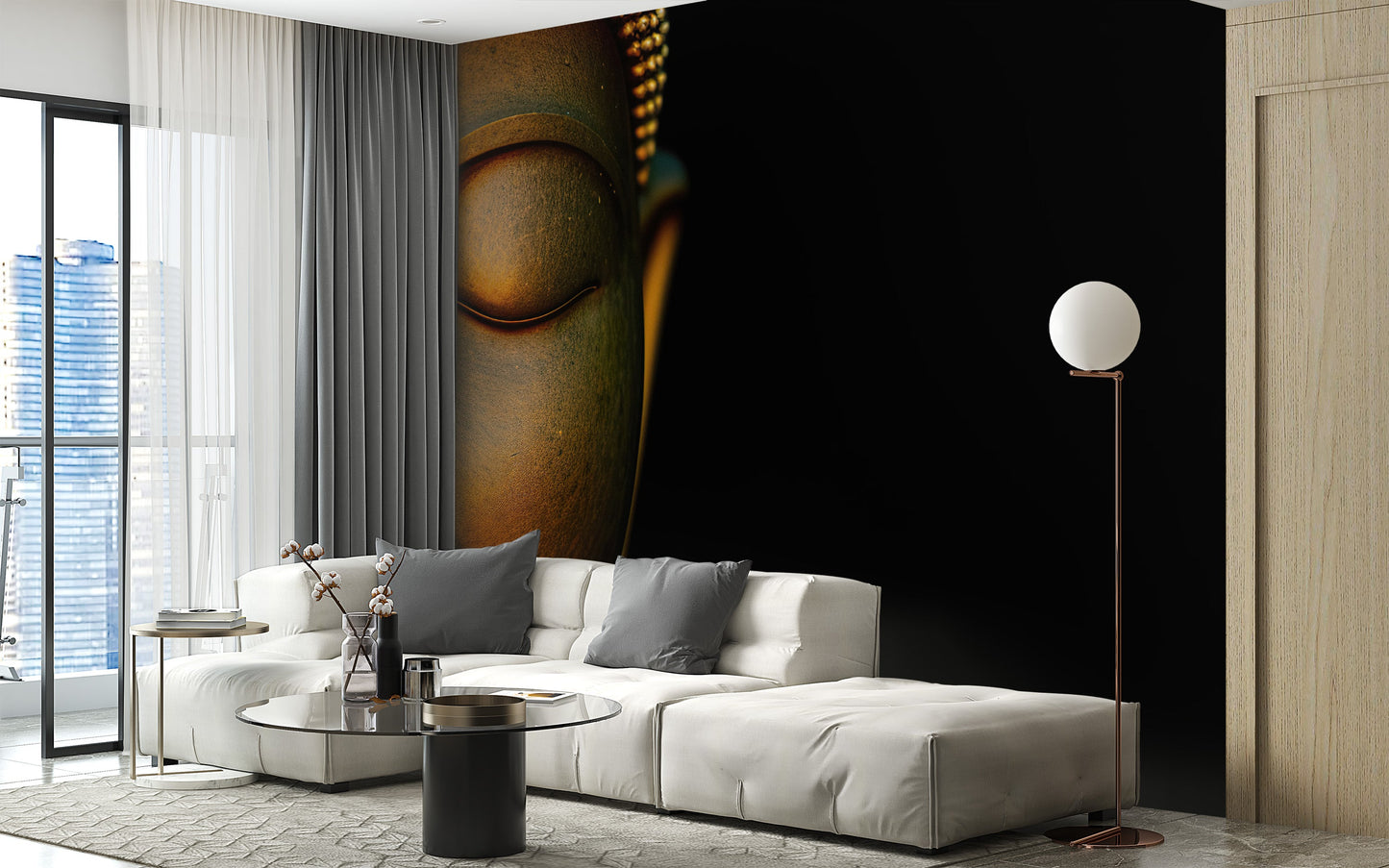 Serene Buddha Sculpted Portrait Wall Mural - Giffywalls