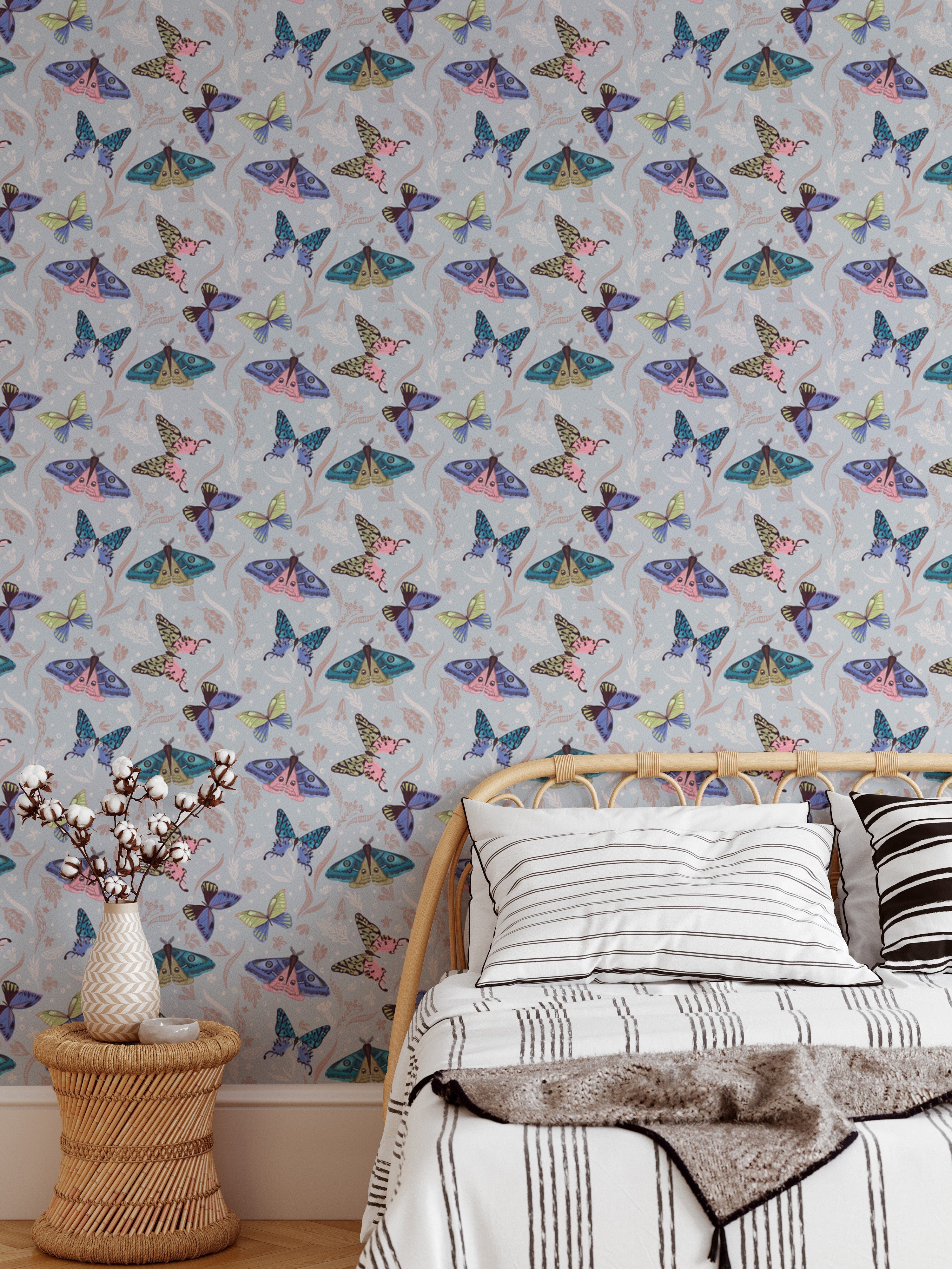 Charming butterfly wallpaper mural in vibrant, cheerful tones.
