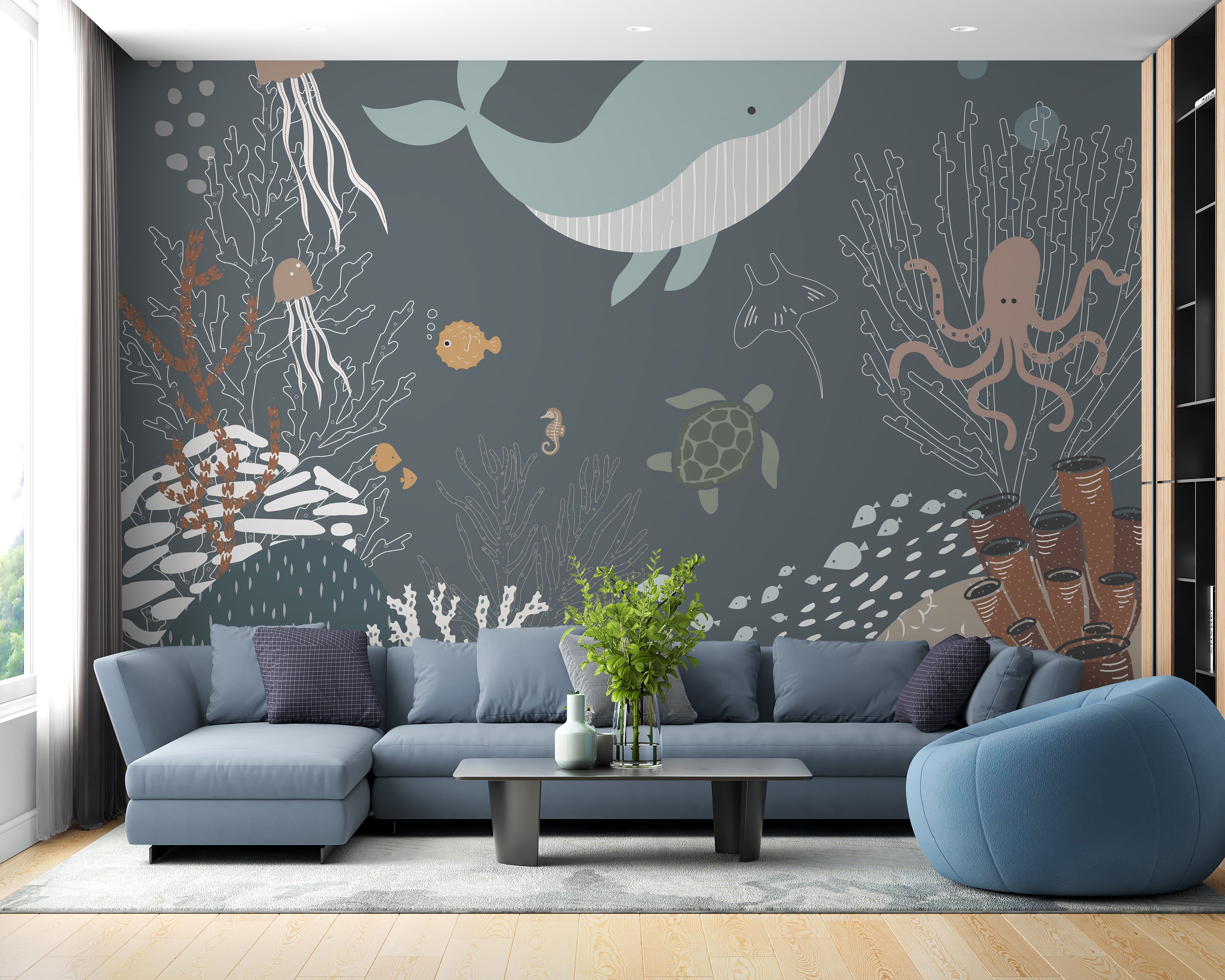 Underwater Aqua Animated Wallpaper Murals - Giffywalls