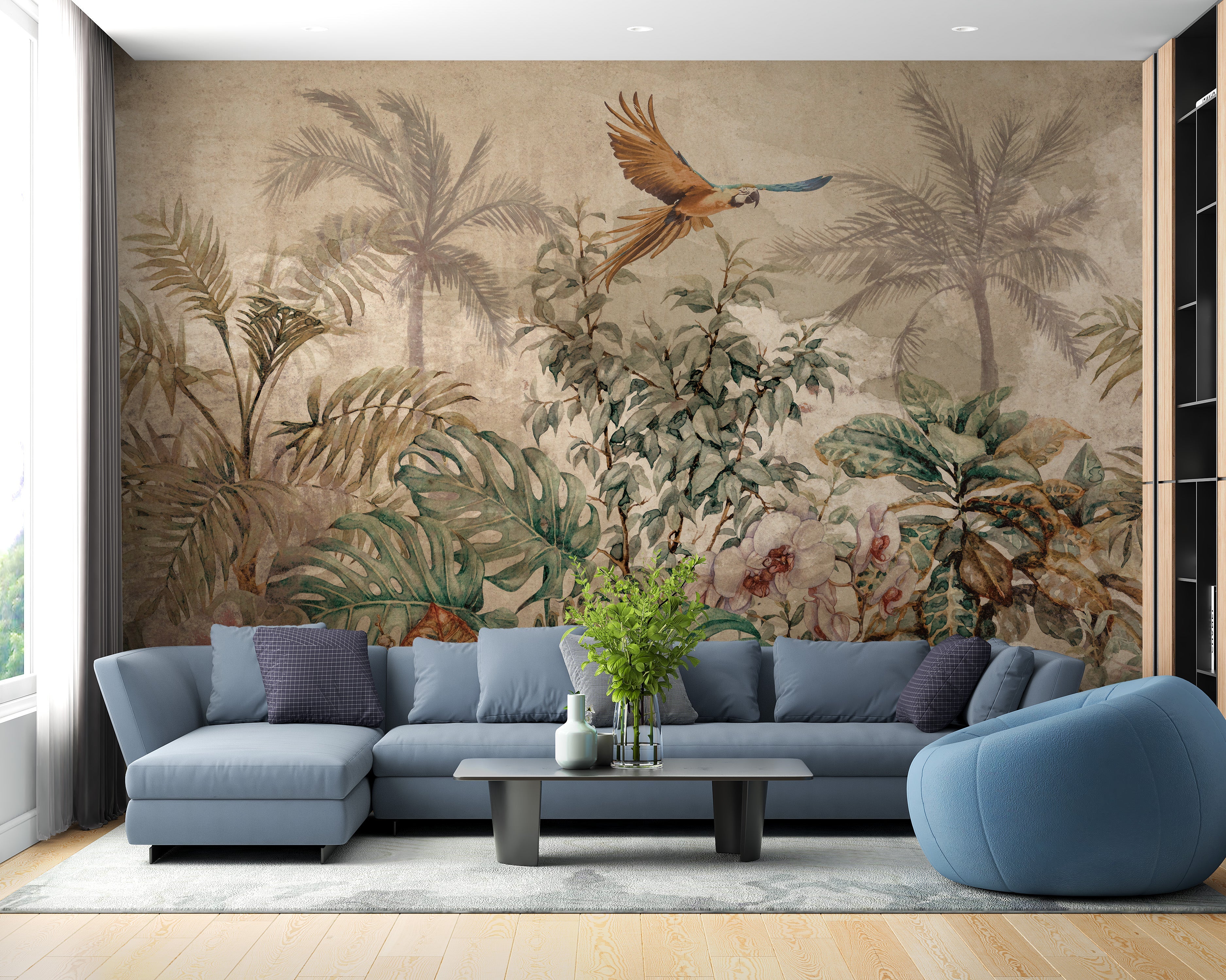 Sepia Colored Tropical Forest Wallpaper Murals - Giffywalls