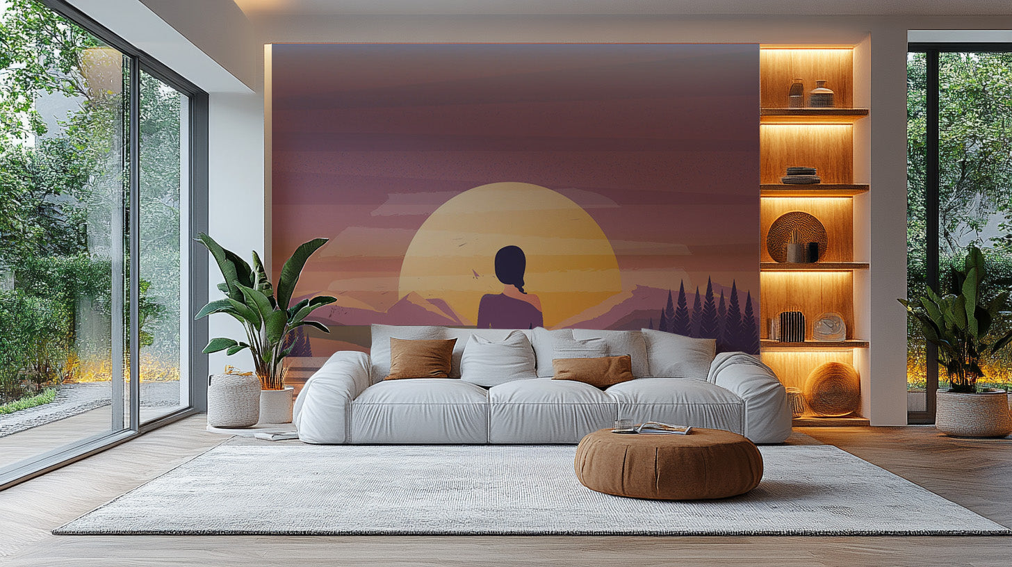 Meditation Sun Motif Wallpaper Mural - Giffywalls