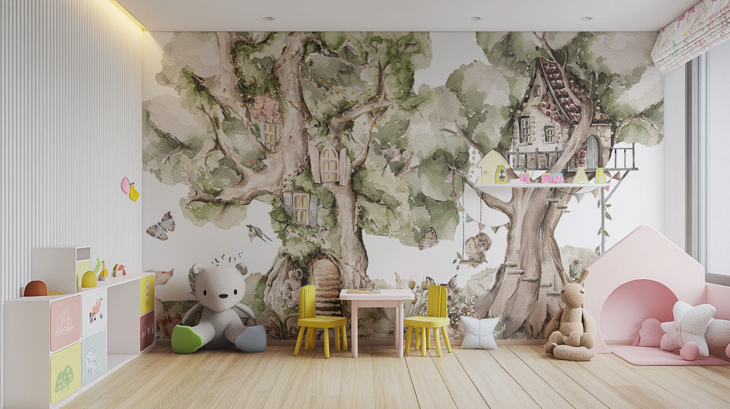 Critter Cottage Wall Mural - Giffywalls