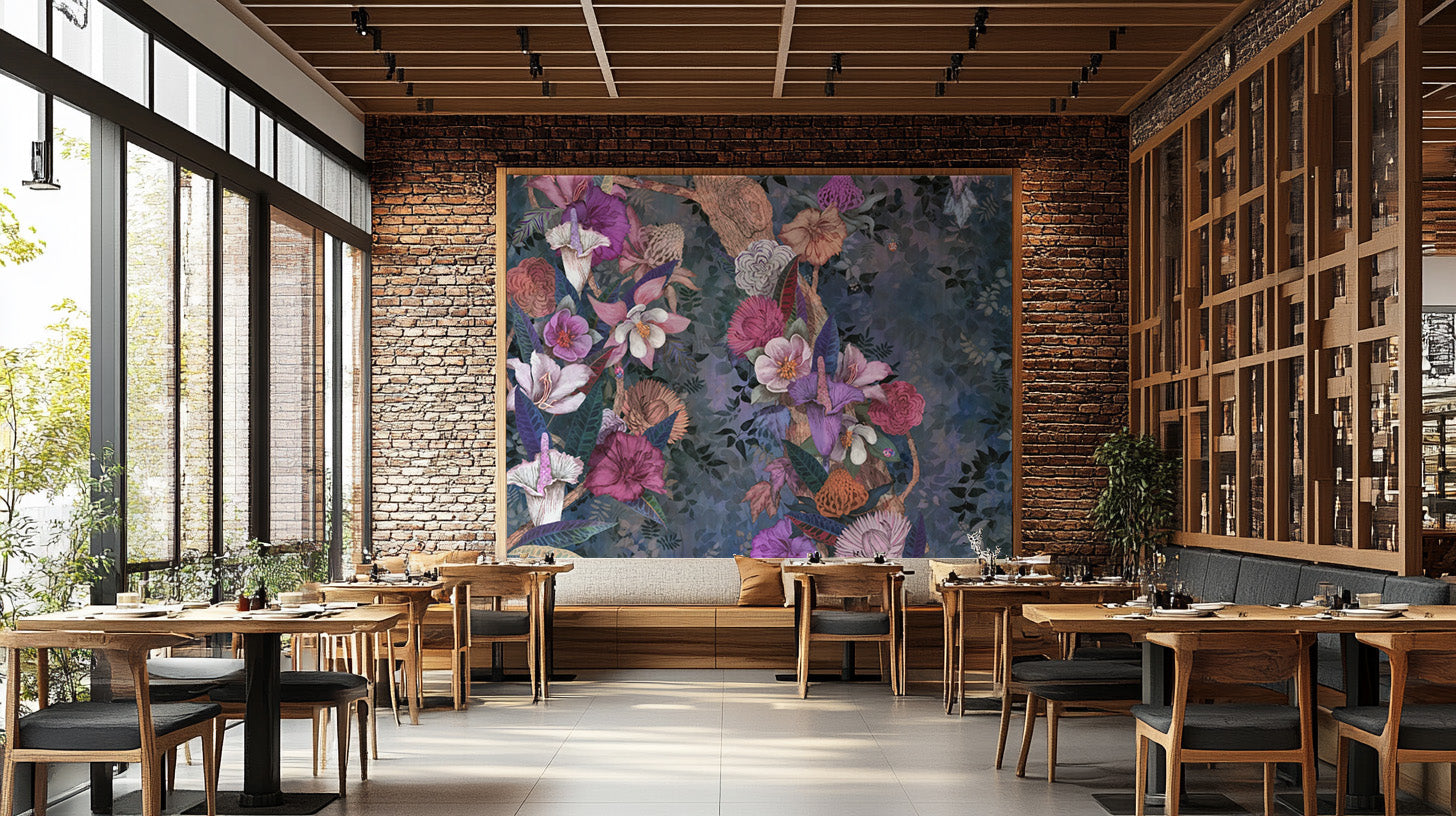 Colorful floral wallpaper mural for cheerful spaces