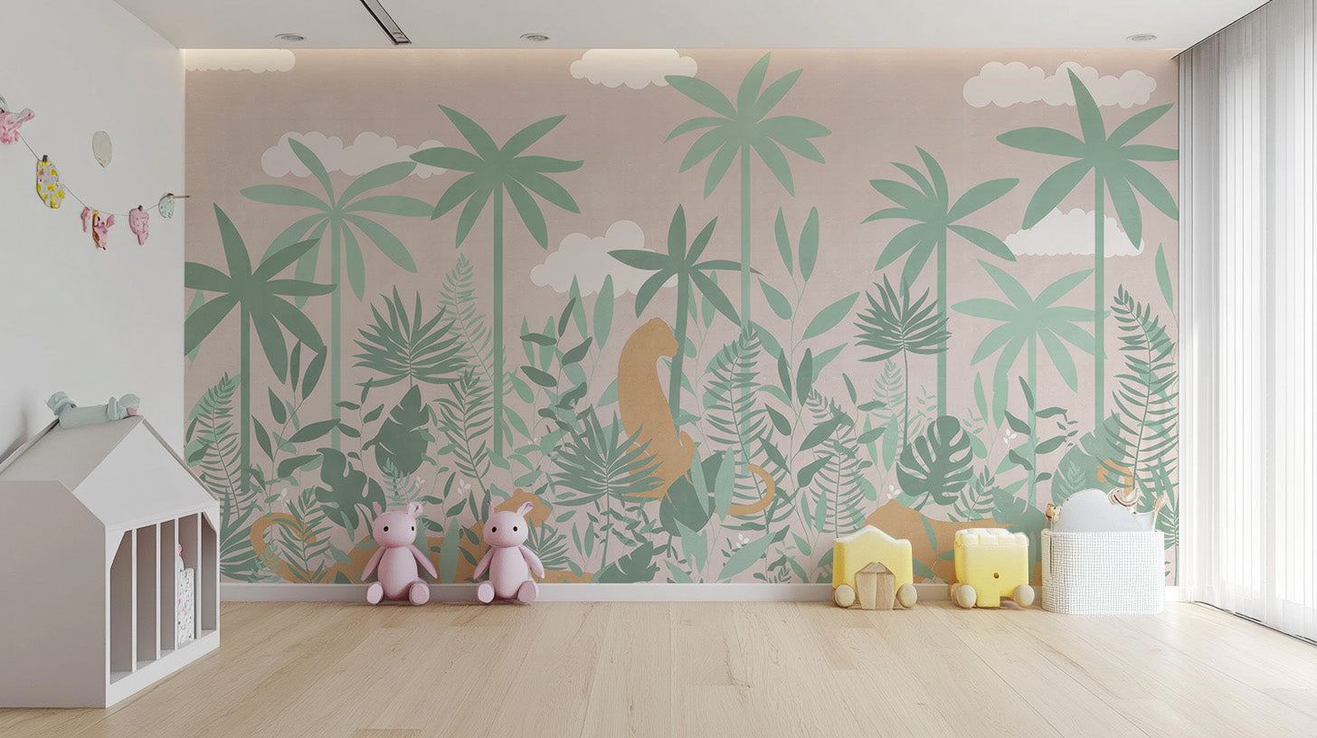 Jungle wallpaper for kids' nursery room
