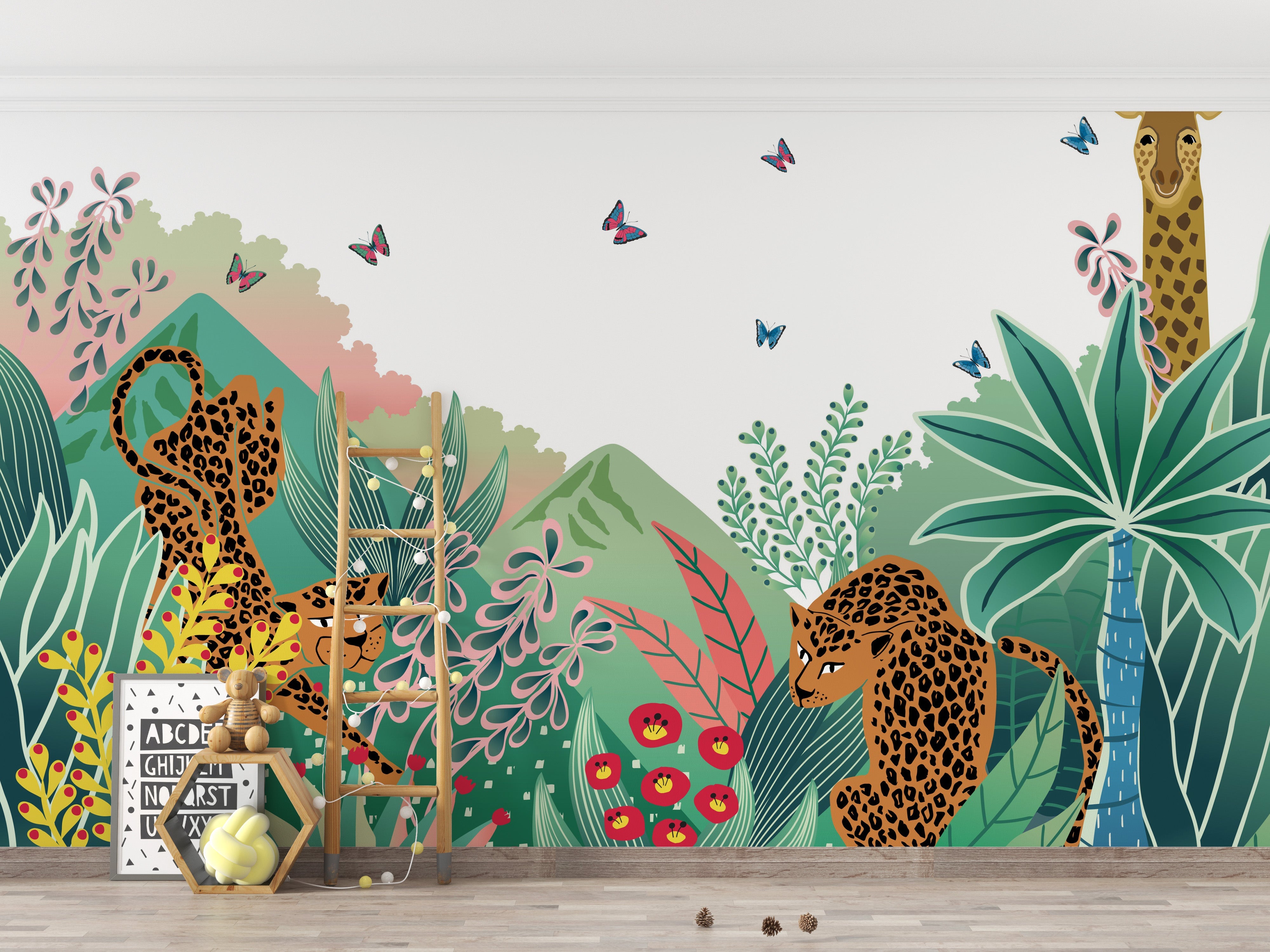 Leopard and Giraffe Kids Wallpaper Murals - Giffywalls