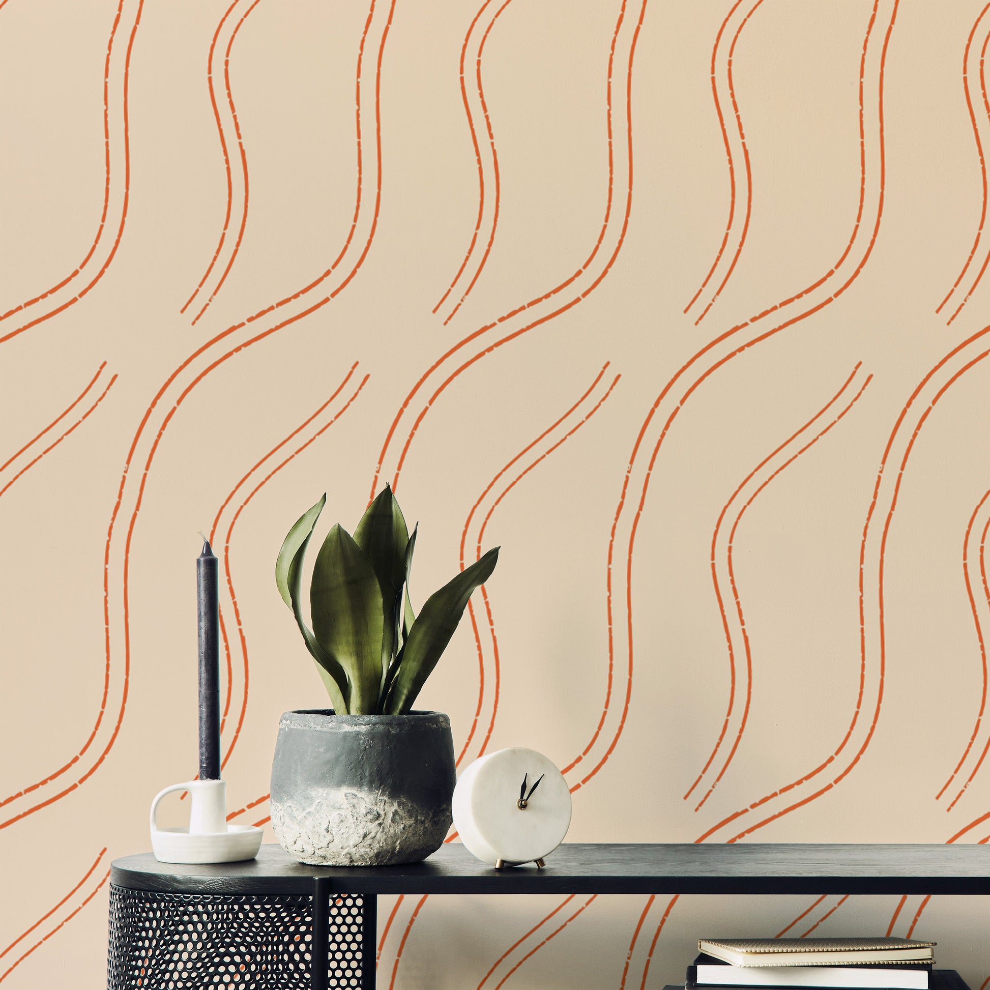 Mindfulness Zen Wallpaper with soft orange lines
