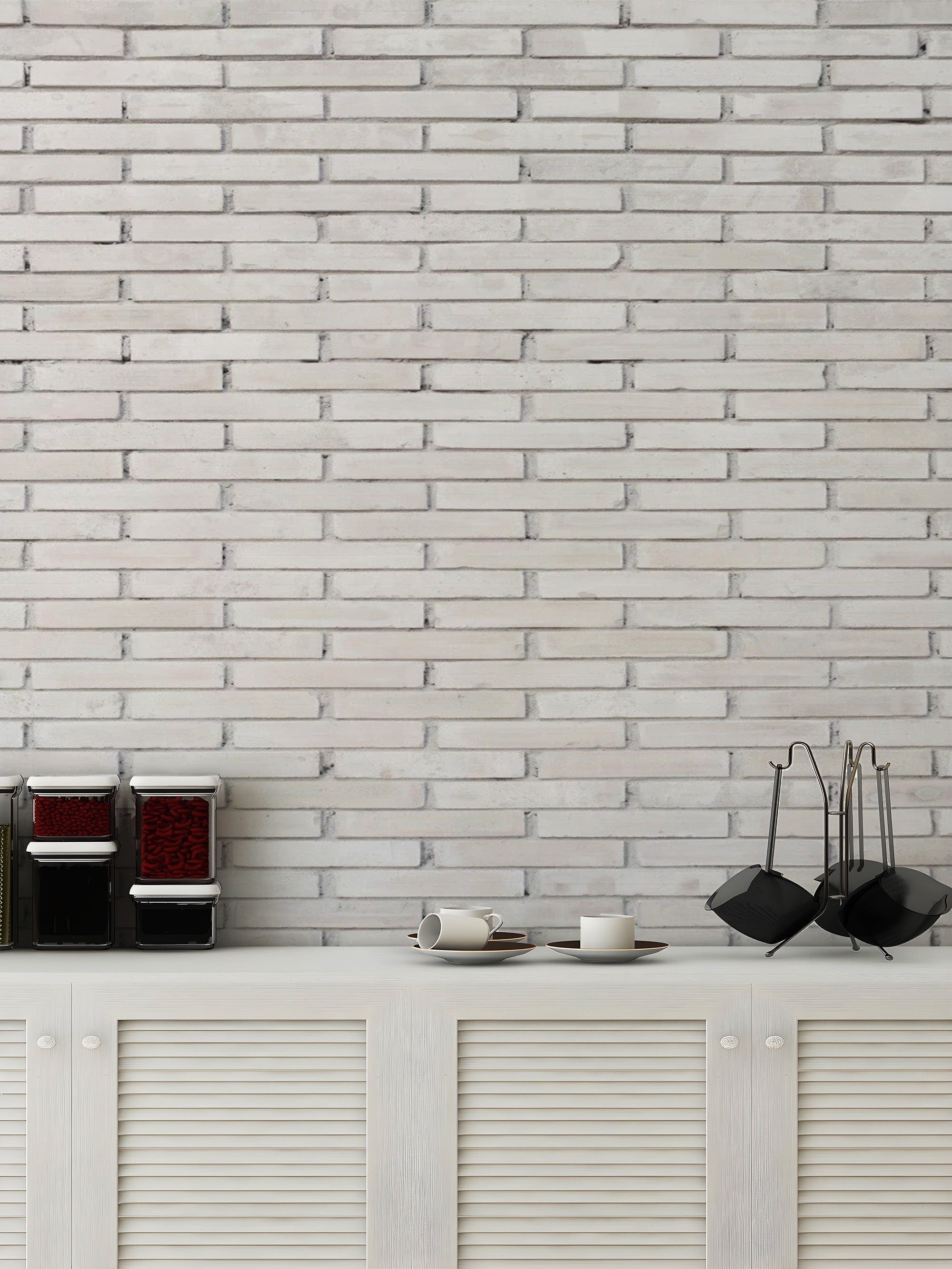 White Concrete Industrial Brick Wallpaper - Giffywalls