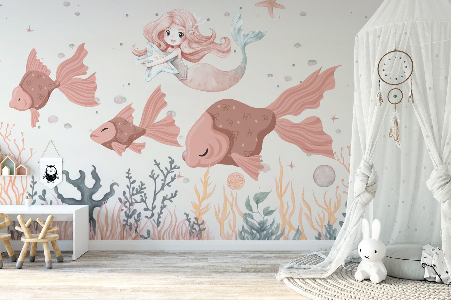 Mermaid Enchanted Reef Mural reusable wallpaper