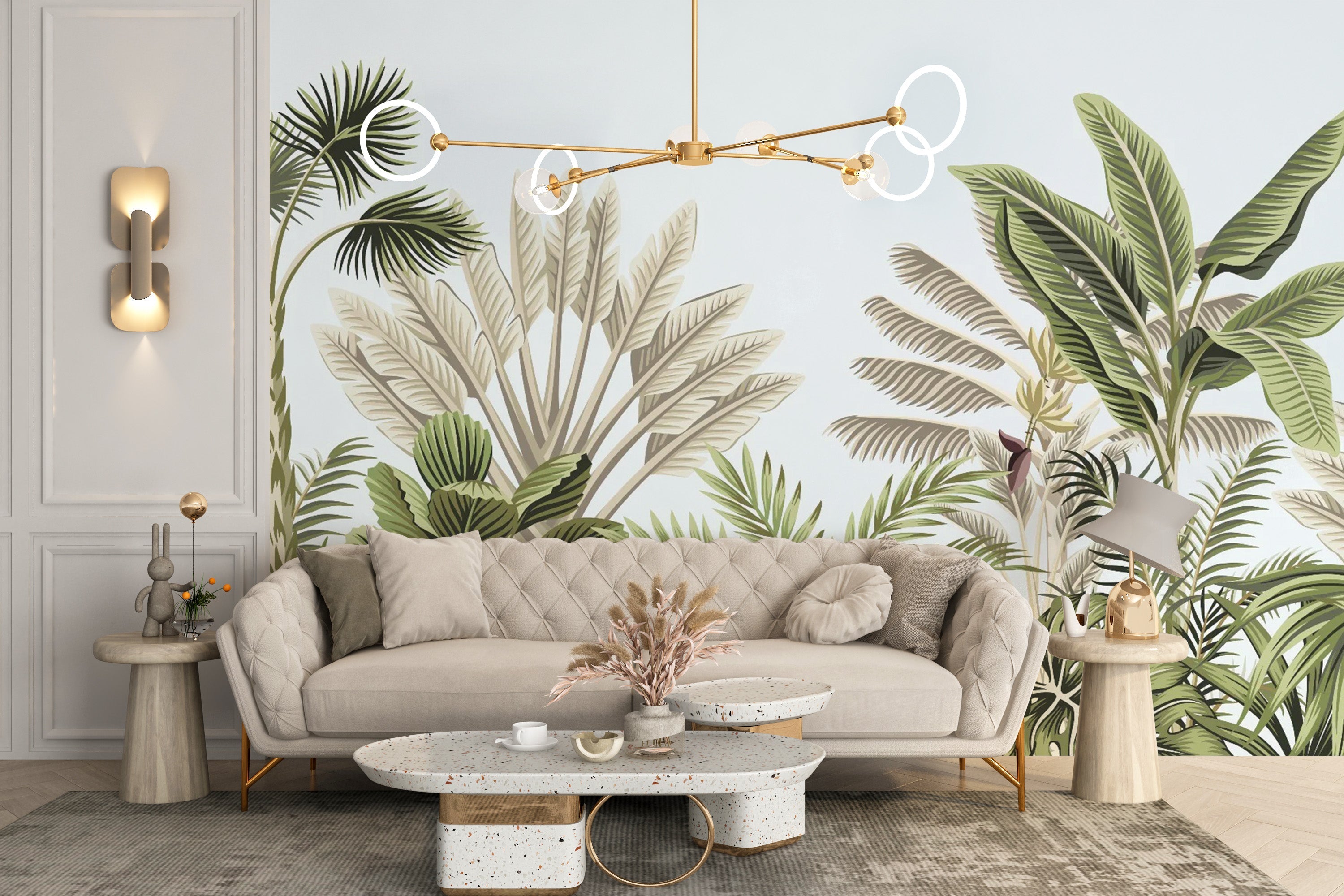 Vintage-Inspired Tropical Leaves Wallpaper