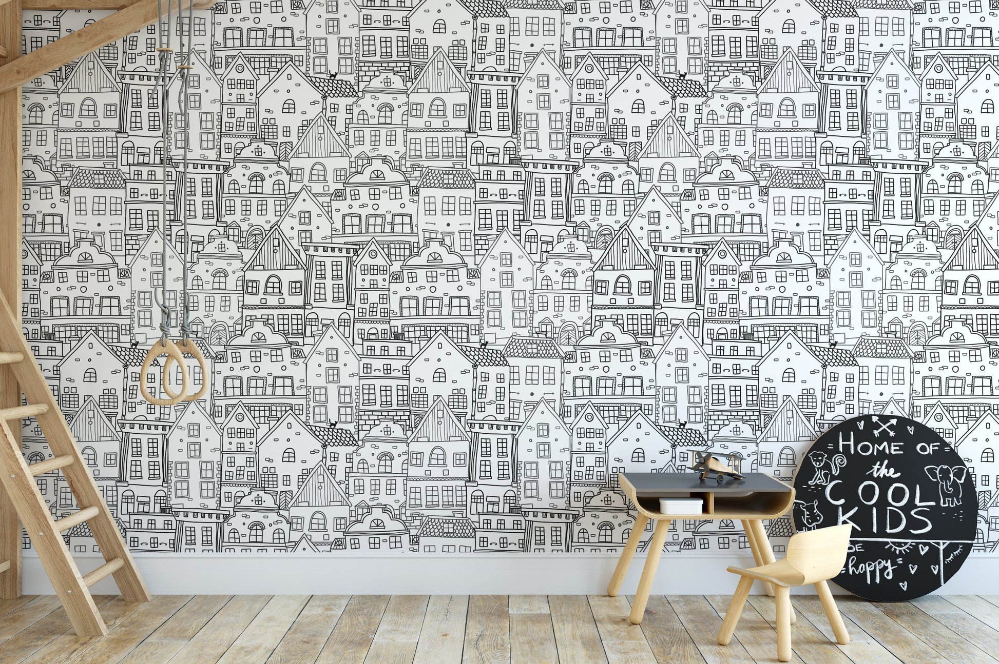 Vibrant Abstract Township Wallpaper Mural for homes