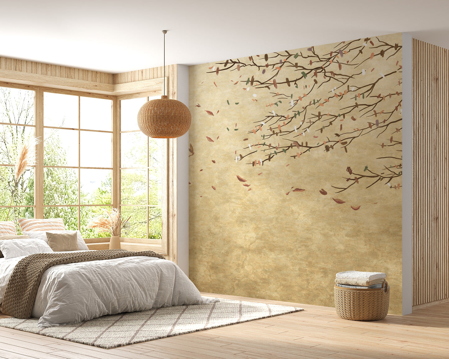 Beautiful delicate cherry blossoms wallpaper mural design