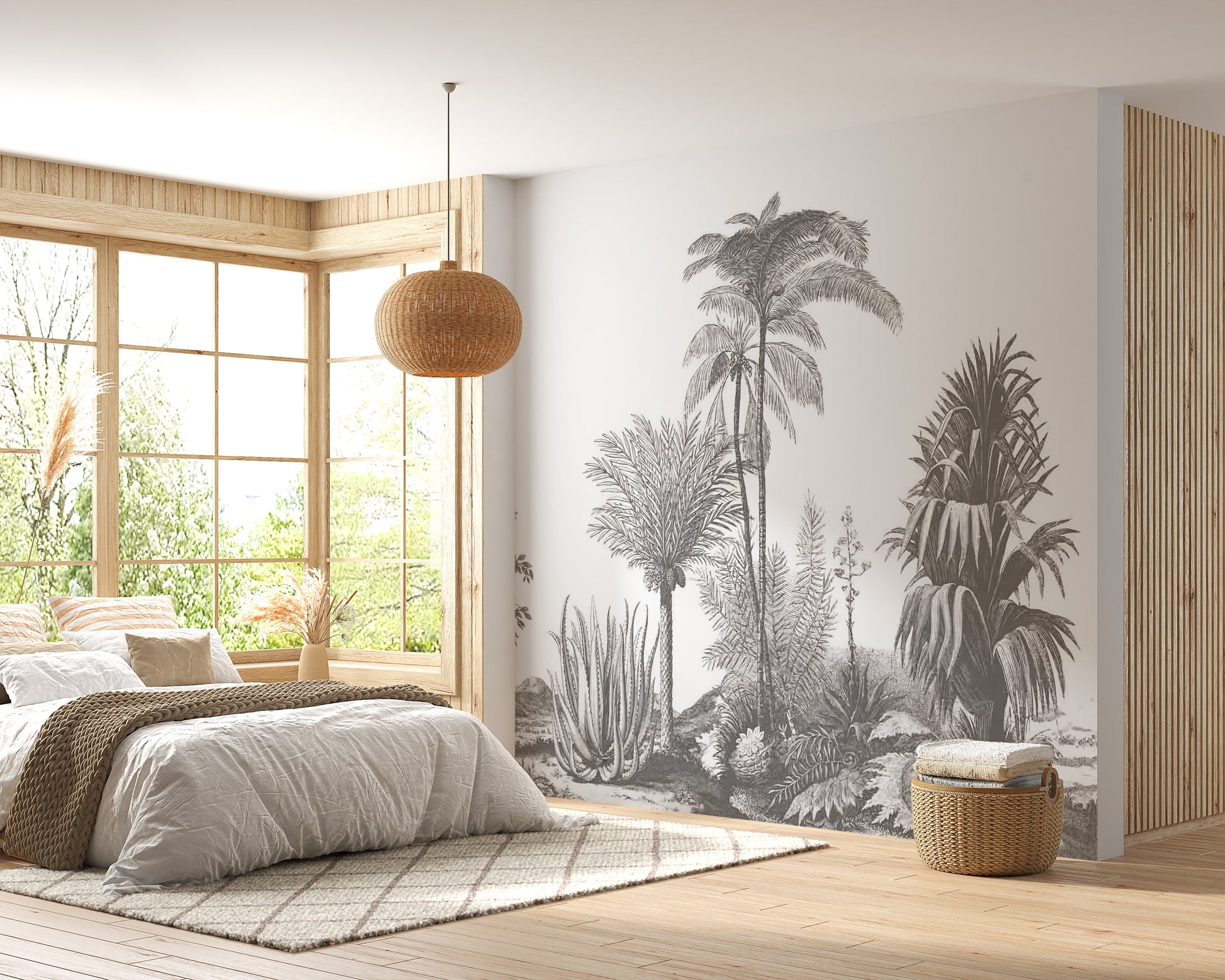 Gray Tone Tropical Serene Wallpaper Murals - Giffywalls