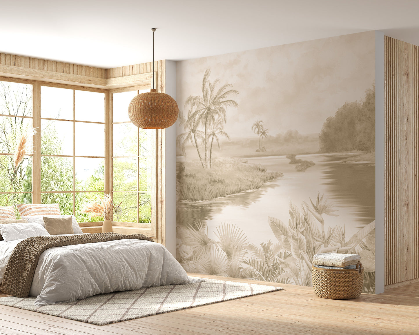 Blue Tone Shadowy Lakeshore Wallpaper Murals - Giffywalls