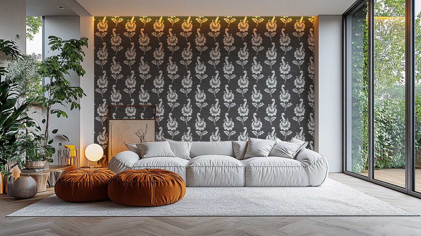 Black Damask Wallpaper for Modern Homes
