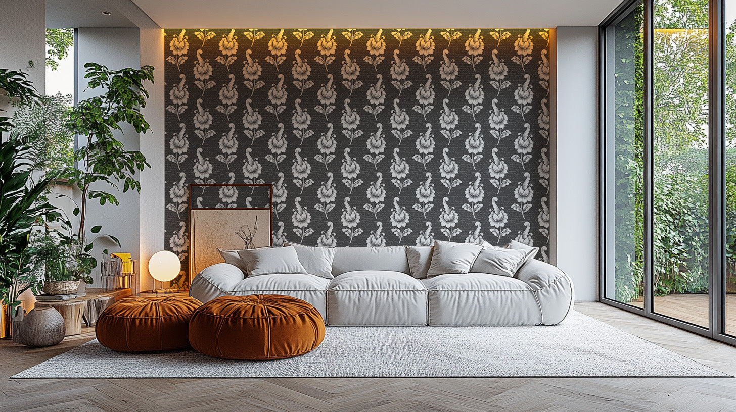 Black Damask Wallpaper for Modern Homes
