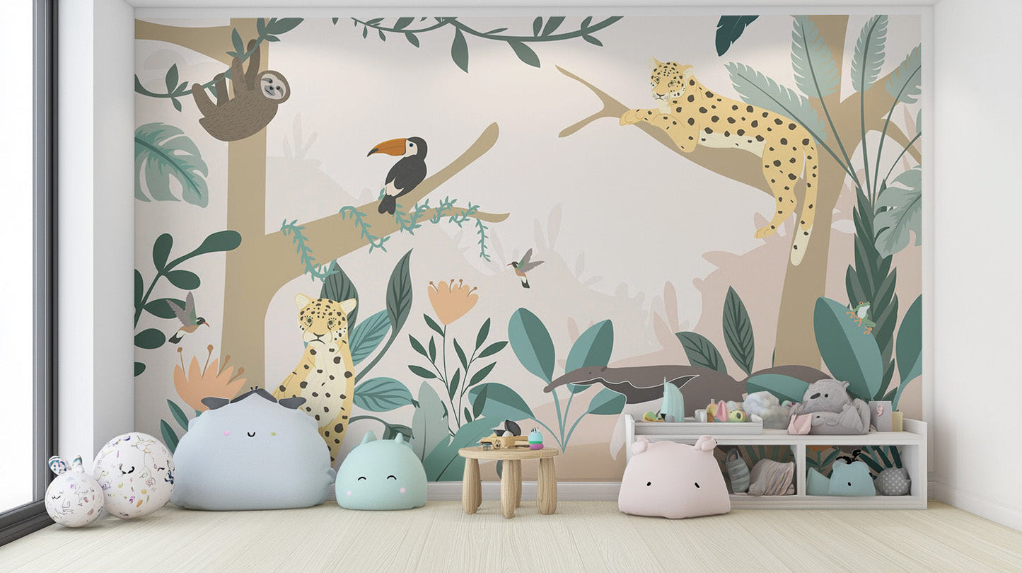 Kids Jungle Animal Wallpaper Mural - Giffywalls