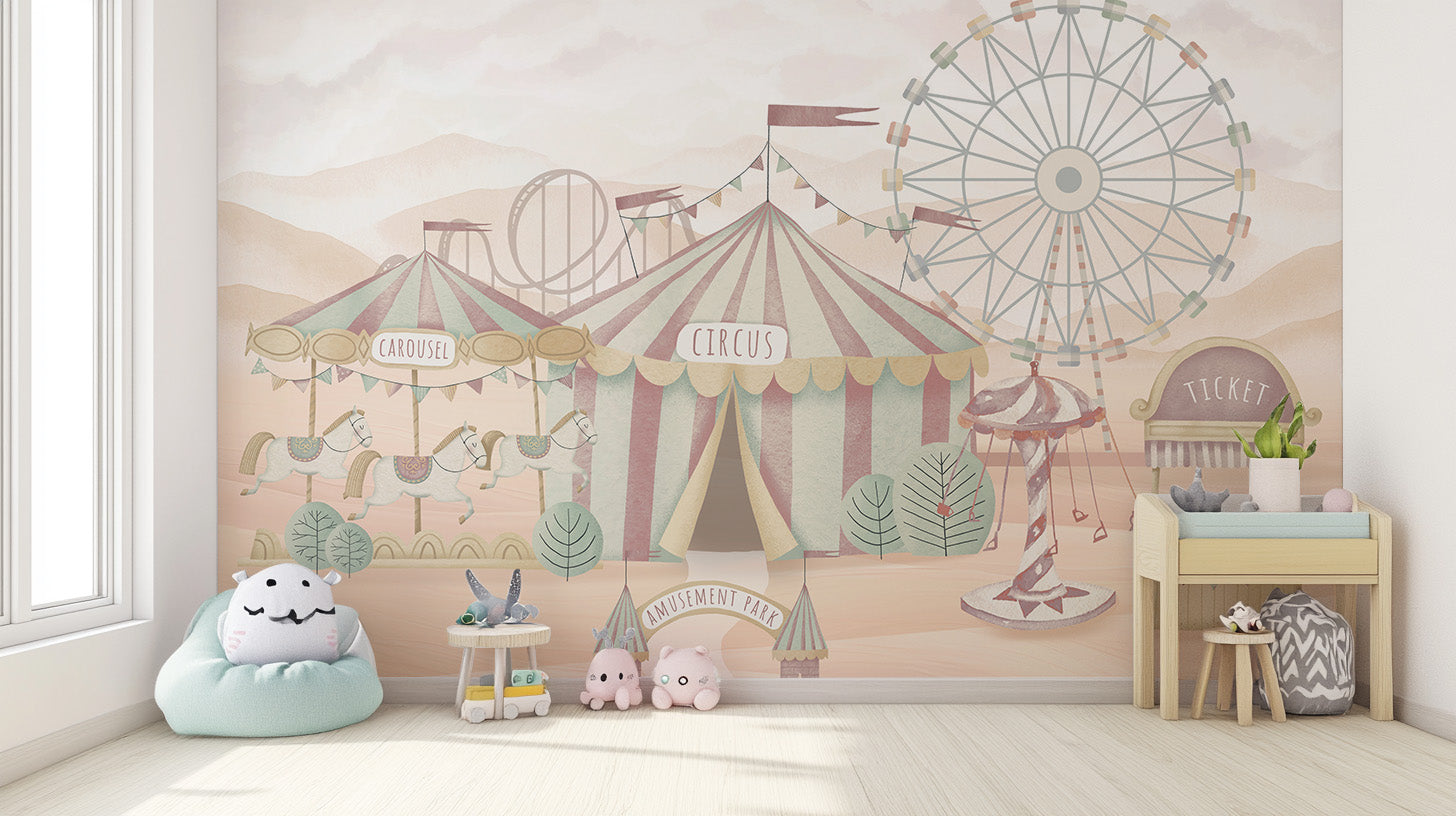 Nursery wallpaper with ferris wheel
