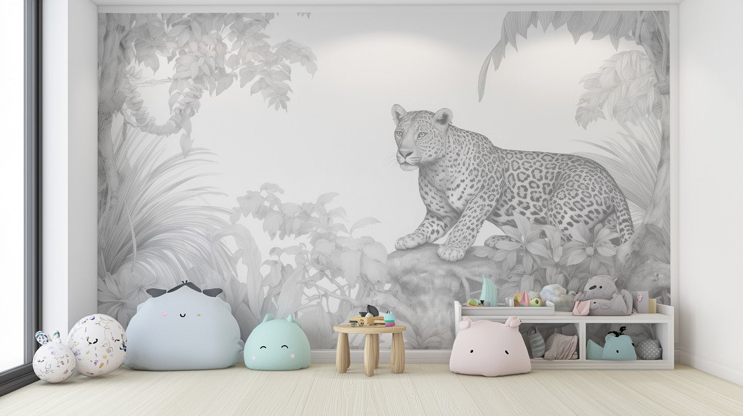 Transform the nursery with a bold cheetah print wallpaper