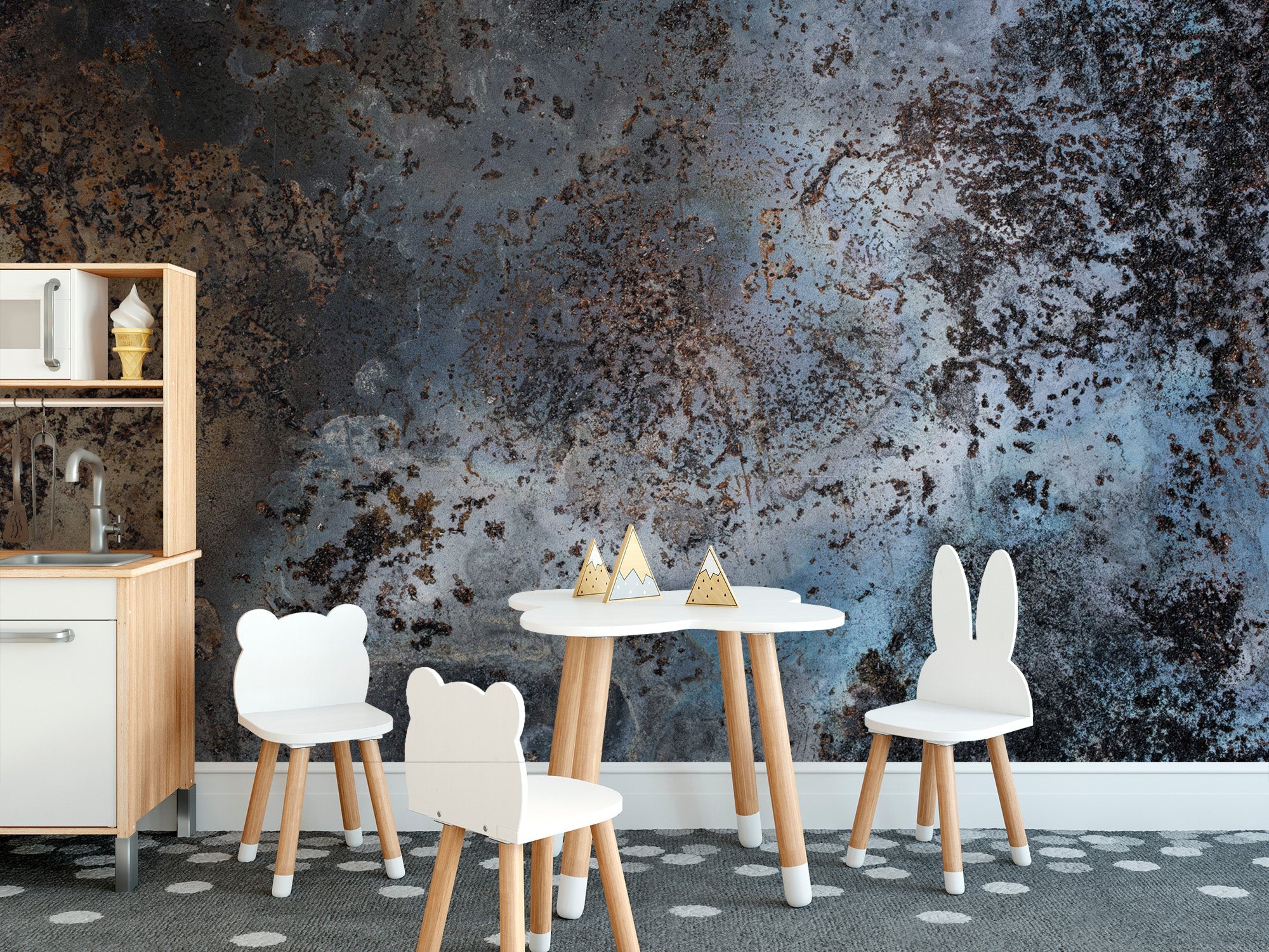 Faded Blue Rust Effect Wall Mural
