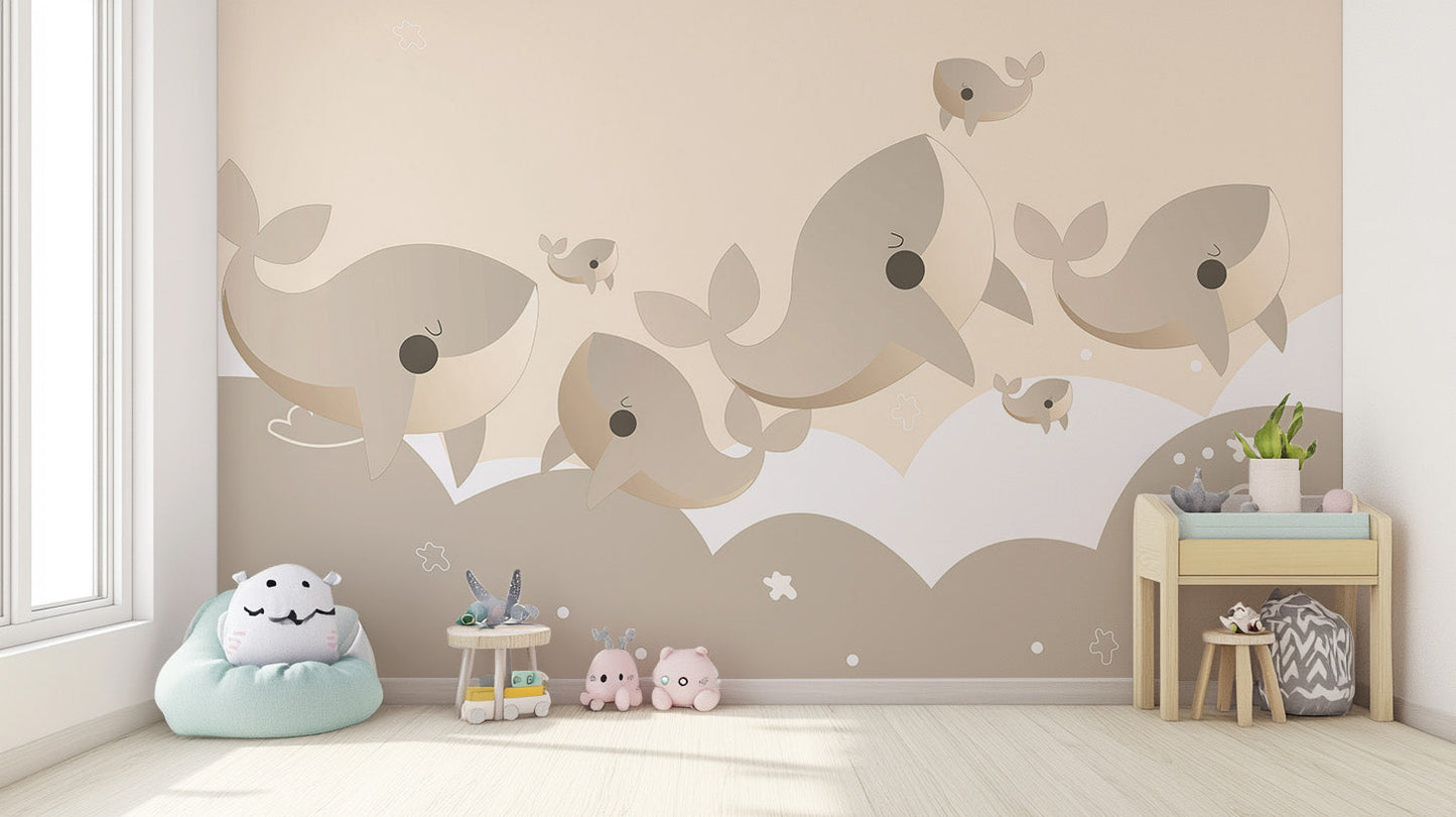 Cuddly Cetaceans Wall Mural - Giffywalls