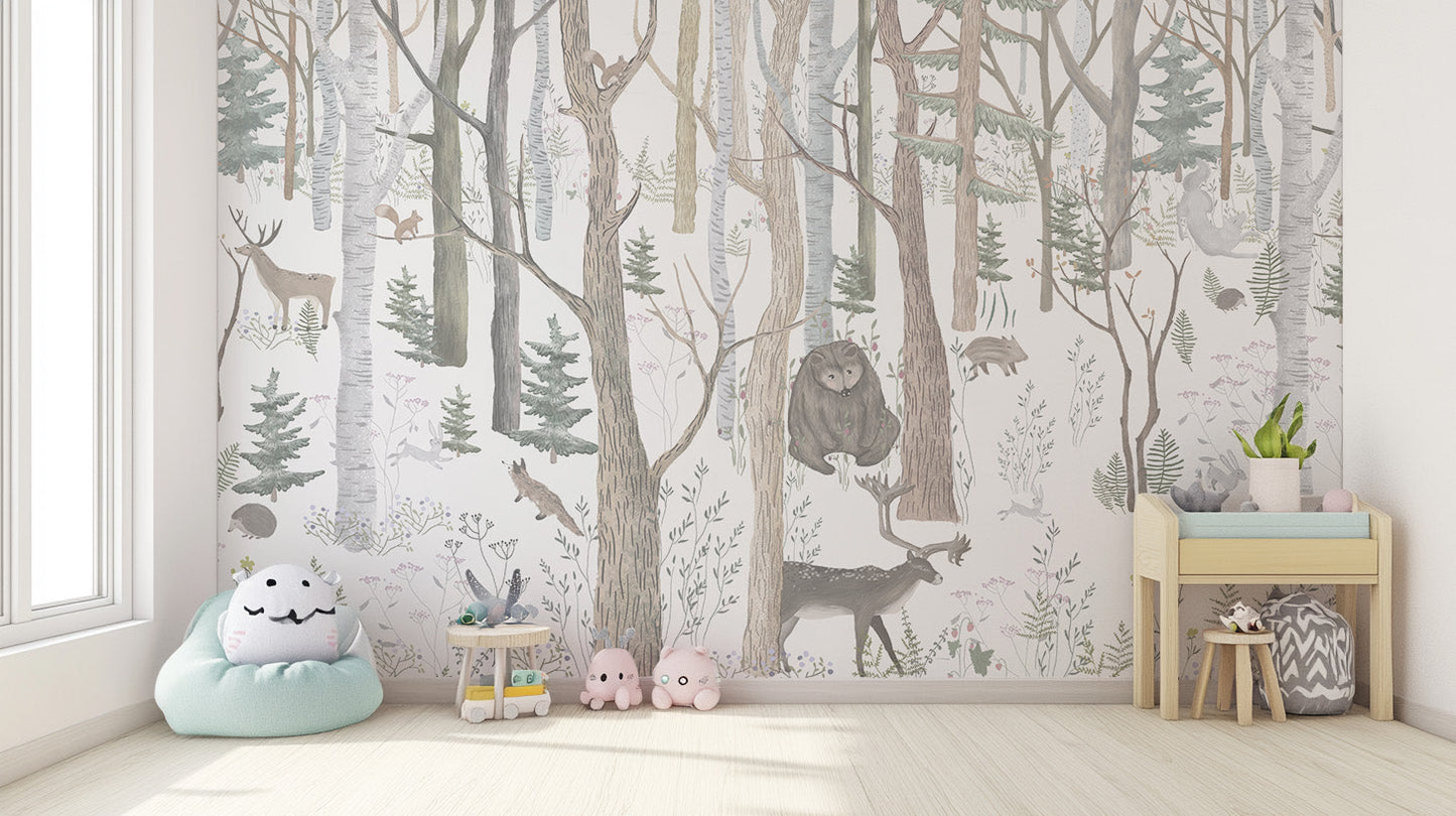 Mystical Forest Scene wallpaper for magical play area walls