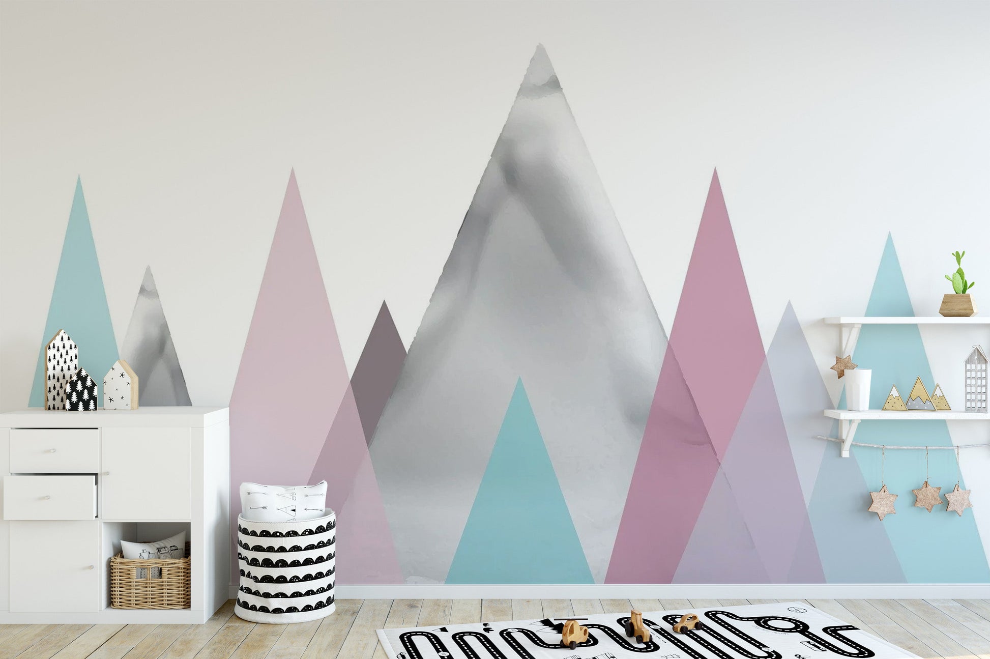 Kids Pastel Mountains Wallpaper Mural - Giffywalls