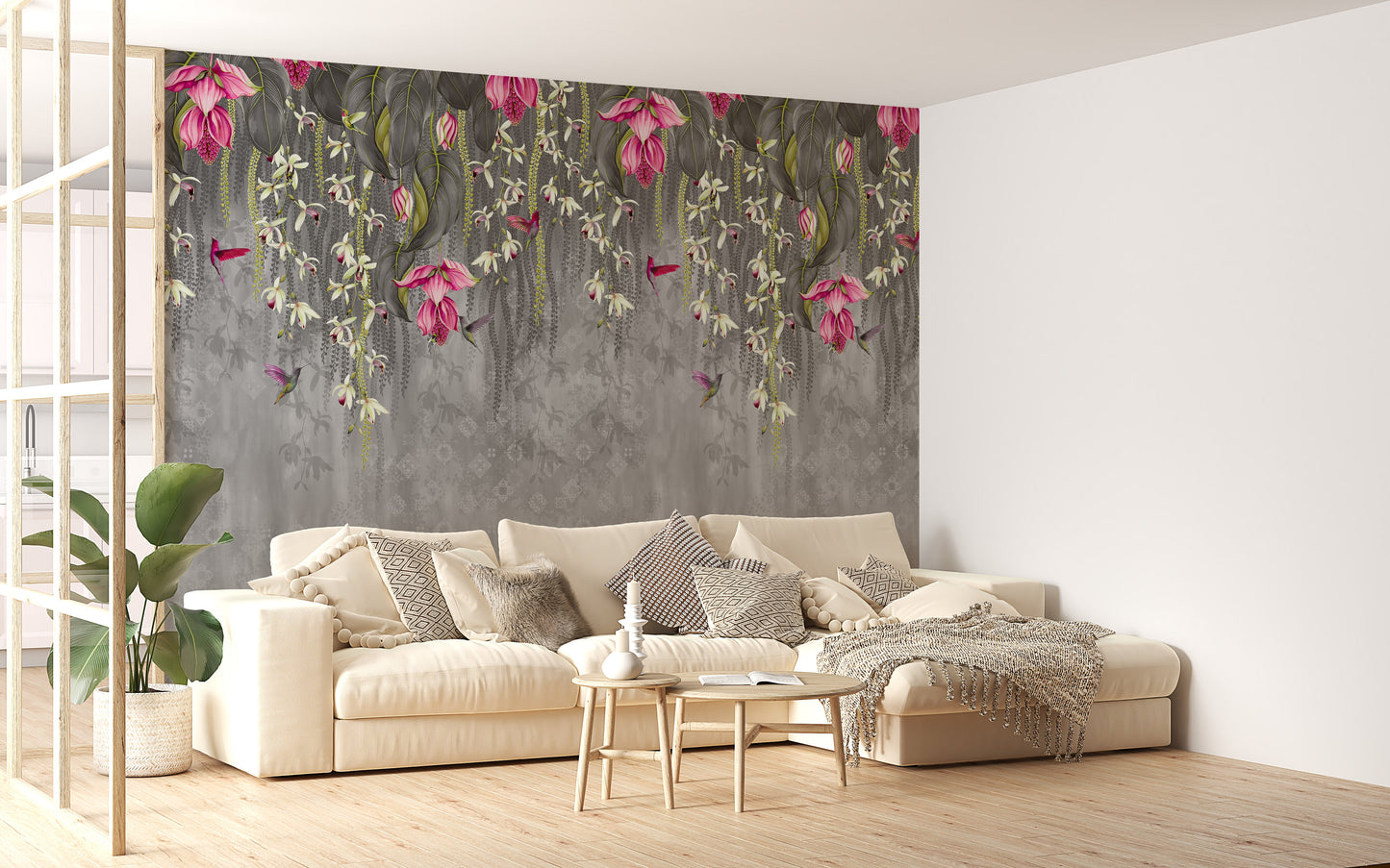 Pink Blooming Flowers Design Wallpaper - Giffywalls