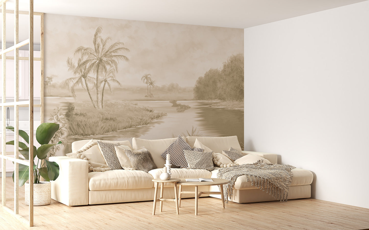 Blue Tone Shadowy Lakeshore Wallpaper Murals - Giffywalls